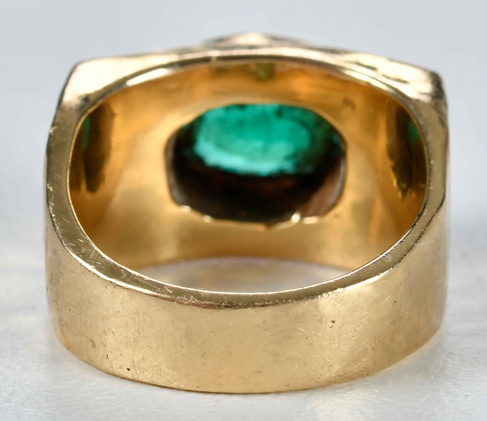 14kt. Horizontal Bezel Set Emerald Ring - 3