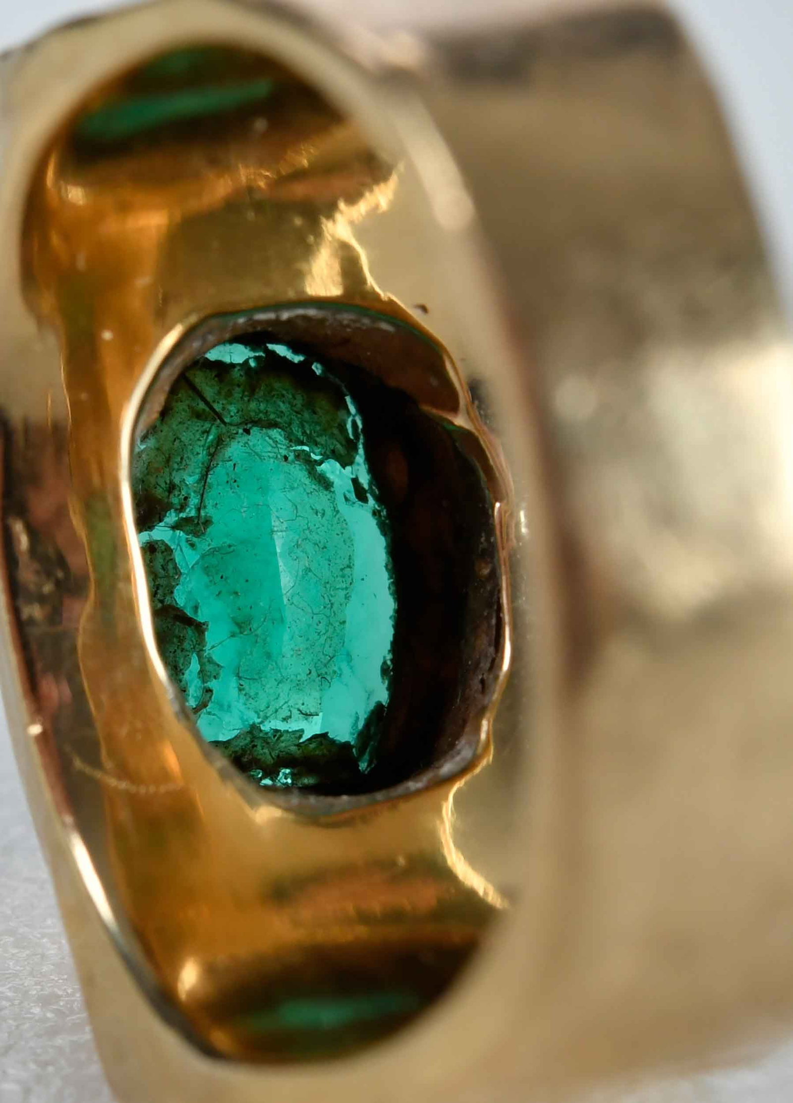 14kt. Horizontal Bezel Set Emerald Ring - 6