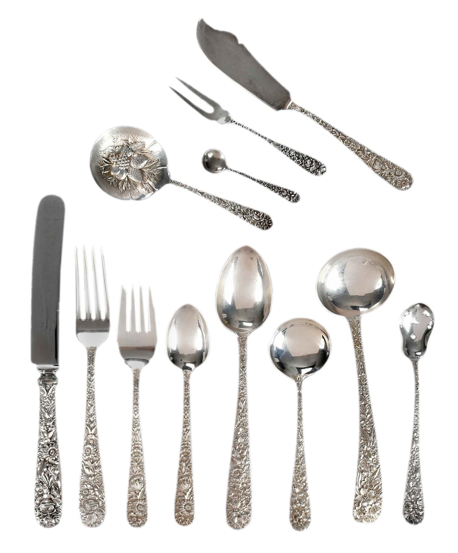 96 Pieces Repousse Sterling Flatware (1 of 4)