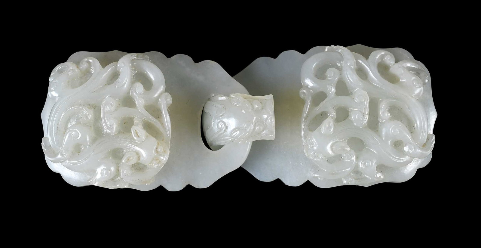 Chinese Carved Jade Belt Hook and Buckle with Dragon Motif (1 of 7)