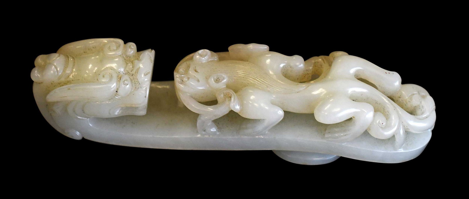 Chinese Carved Jade Chilong and Dragon Belt Hook (1 of 4)