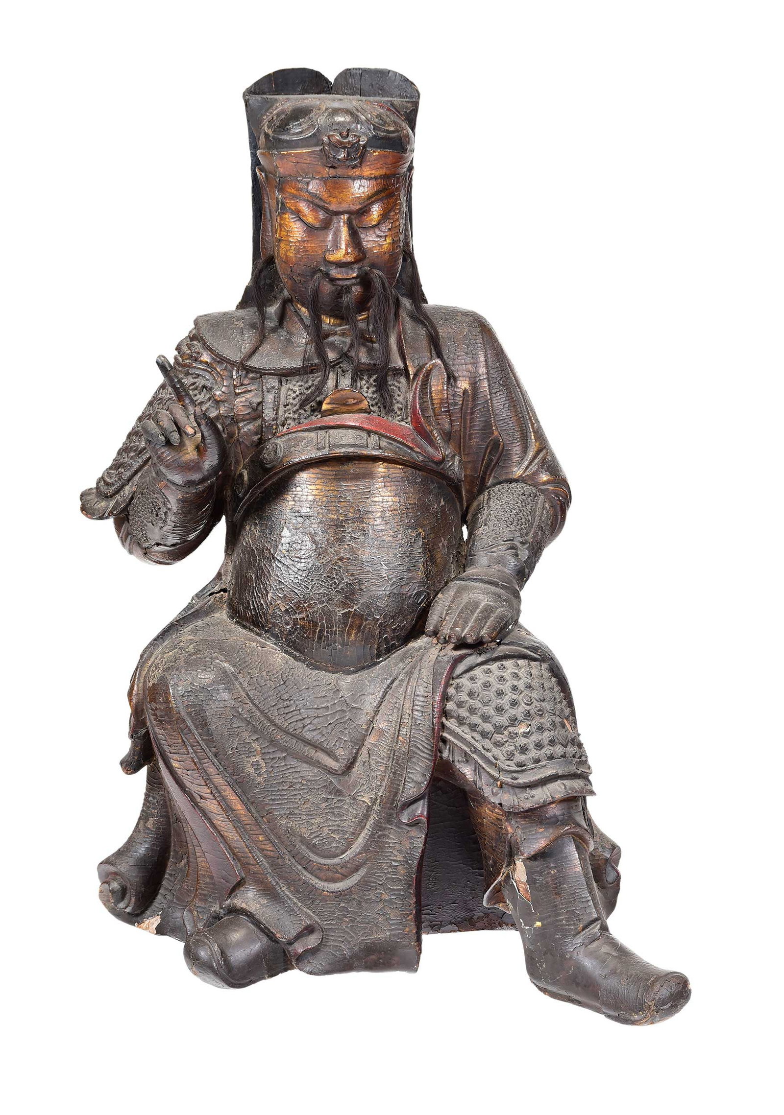 Large Chinese Lacquered and Giltwood Seated Guandi Figure (1 of 17)