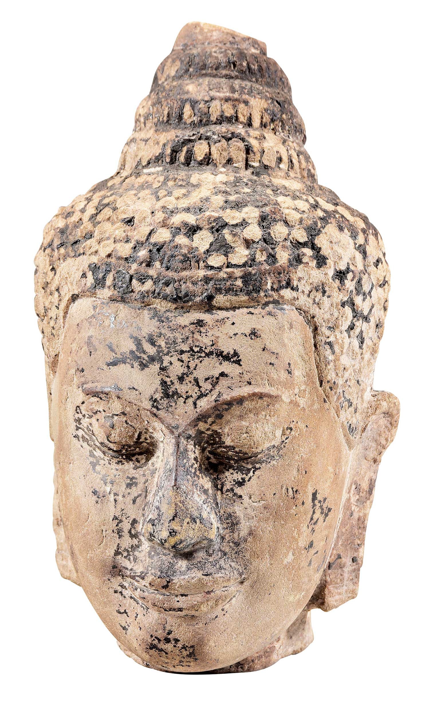 Large Thai Carved Sandstone Buddha Head (1 of 6)