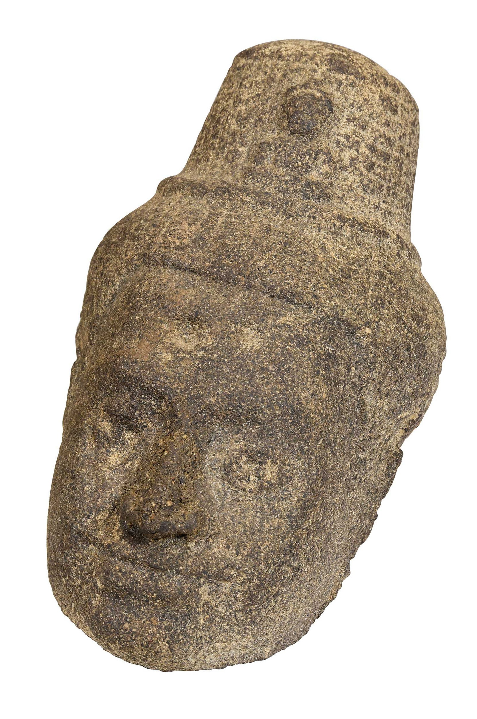 Cambodian Carved Stone Bodhisattva Head (1 of 4)