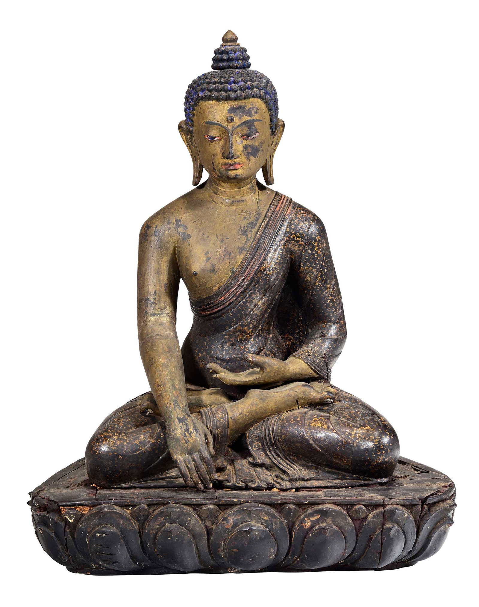Large Carved, Gilt, and Polychromed Seated Buddha Figure (1 of 10)