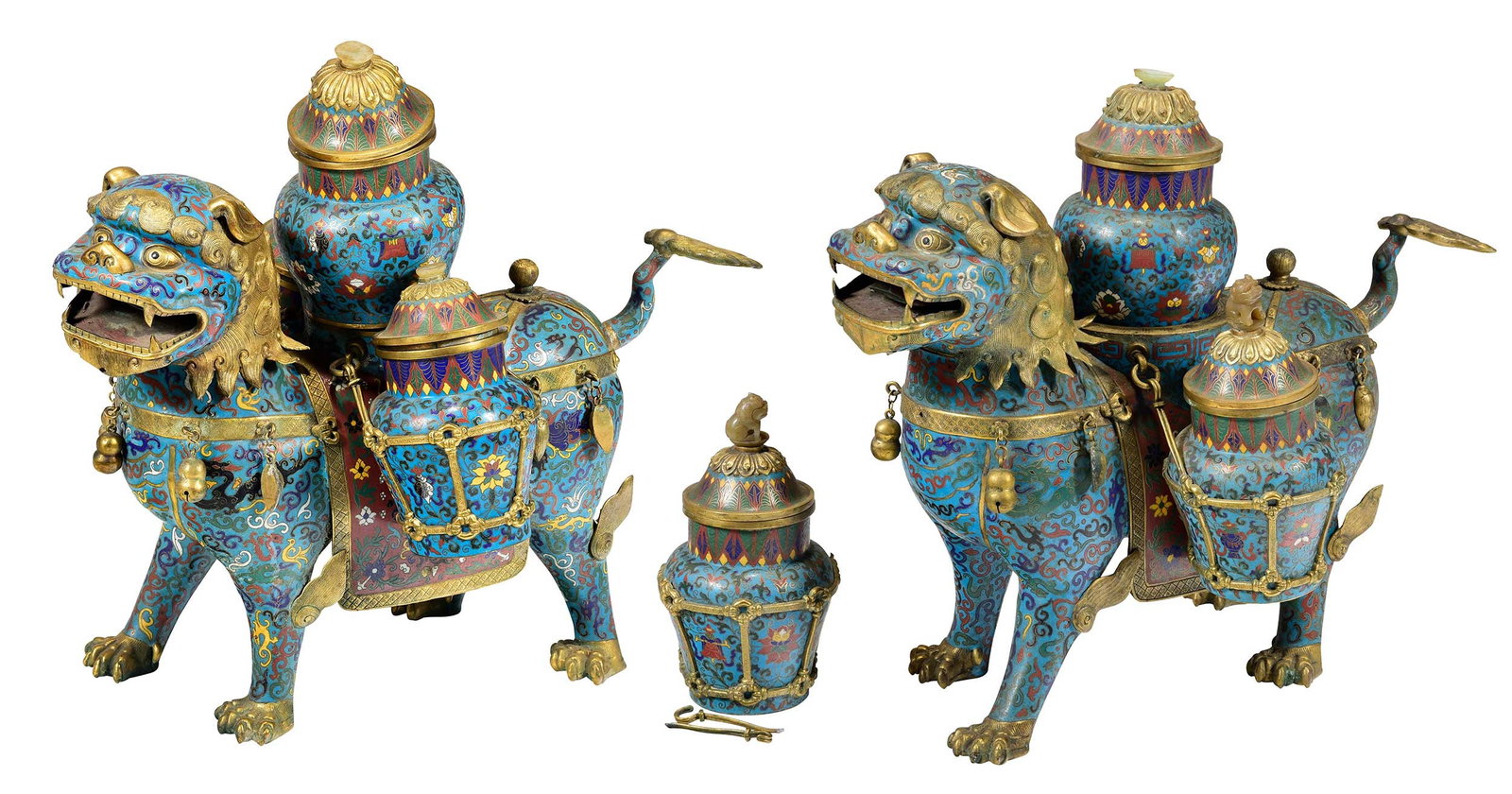 Near Pair of Chinese Cloisonne Guardian Lions (1 of 15)