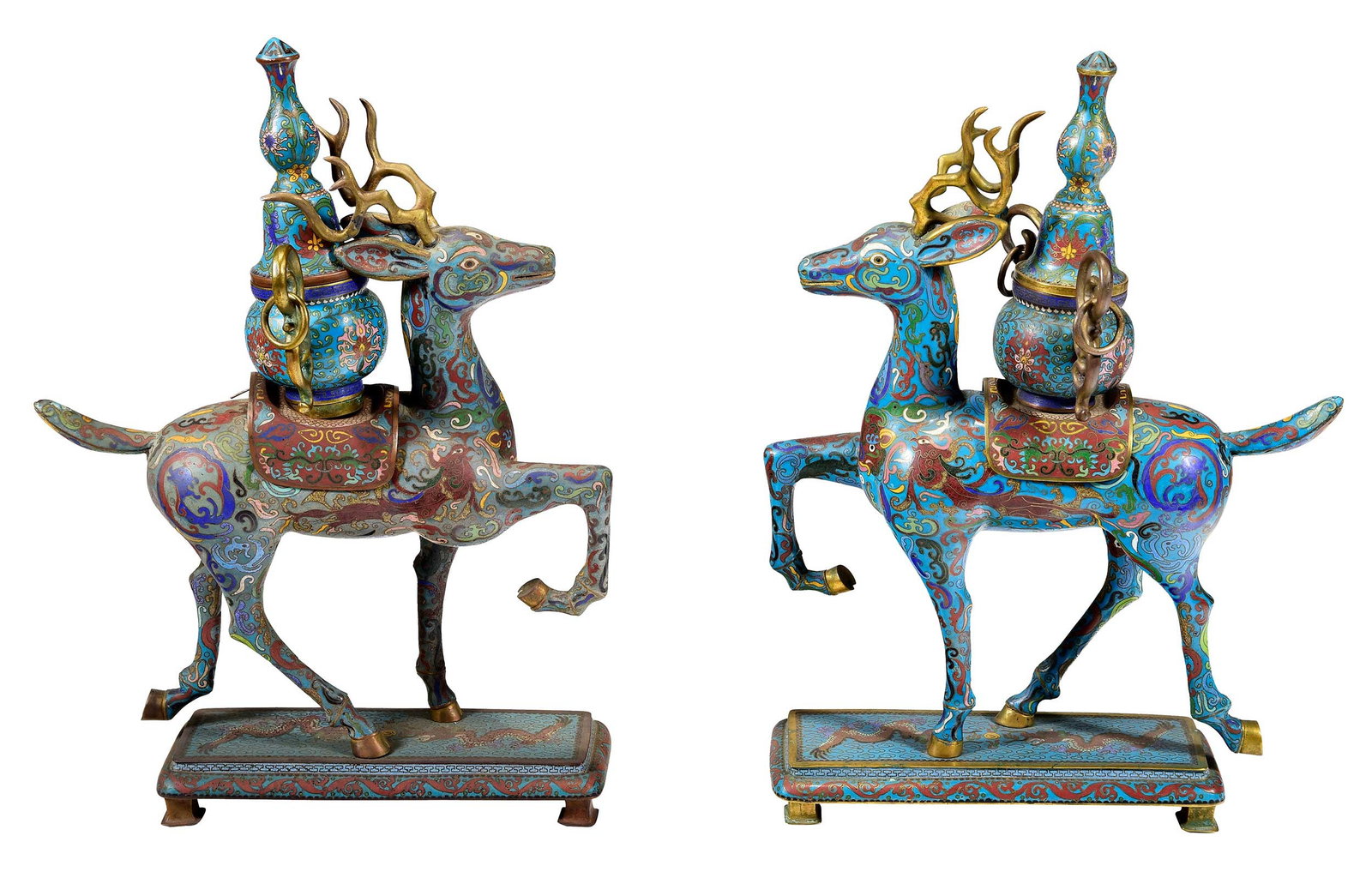 Pair of Large Chinese Cloisonne Stags (1 of 11)