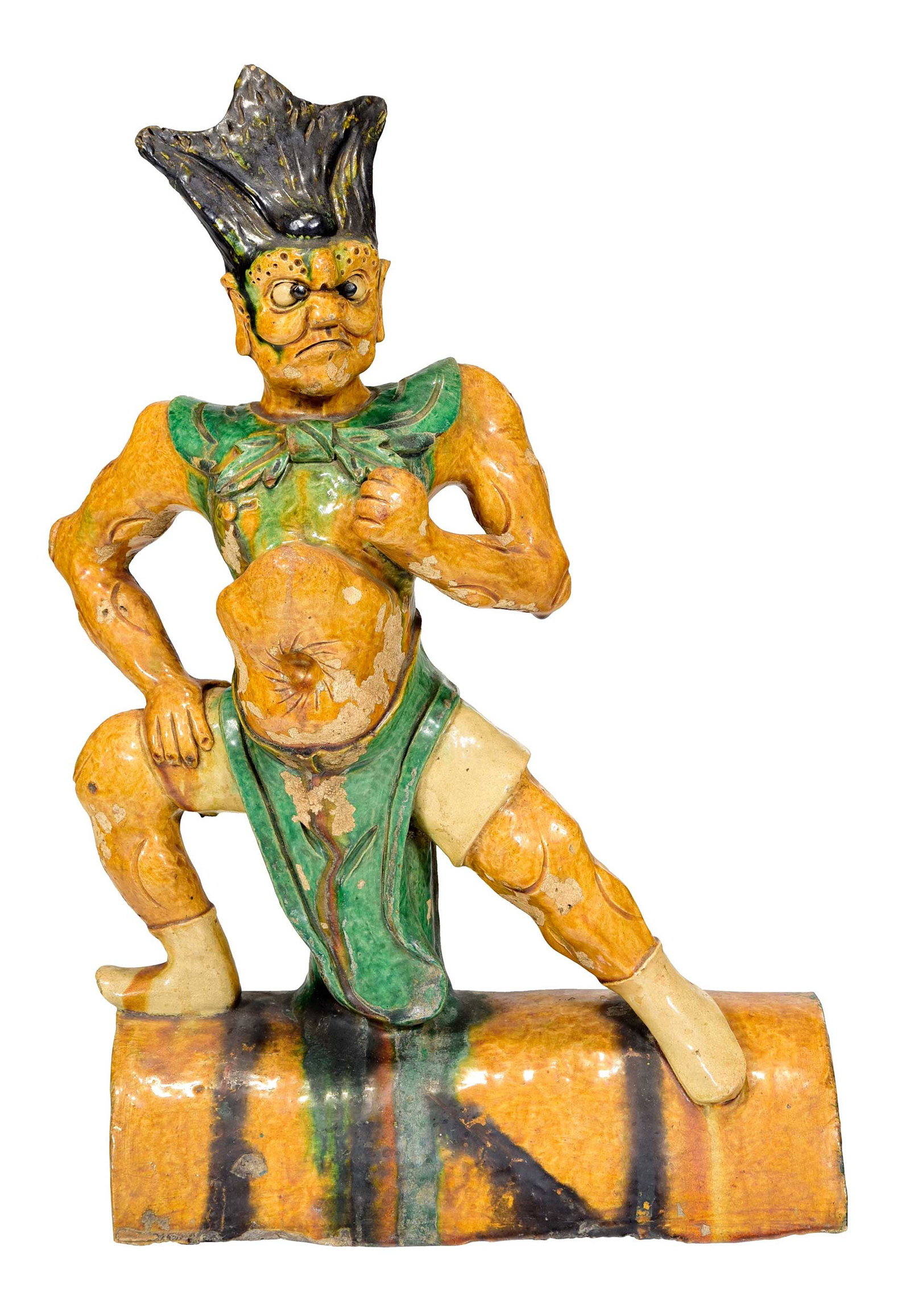 Chinese Sancai Glazed Lokapala Figural Roof Tile (1 of 5)