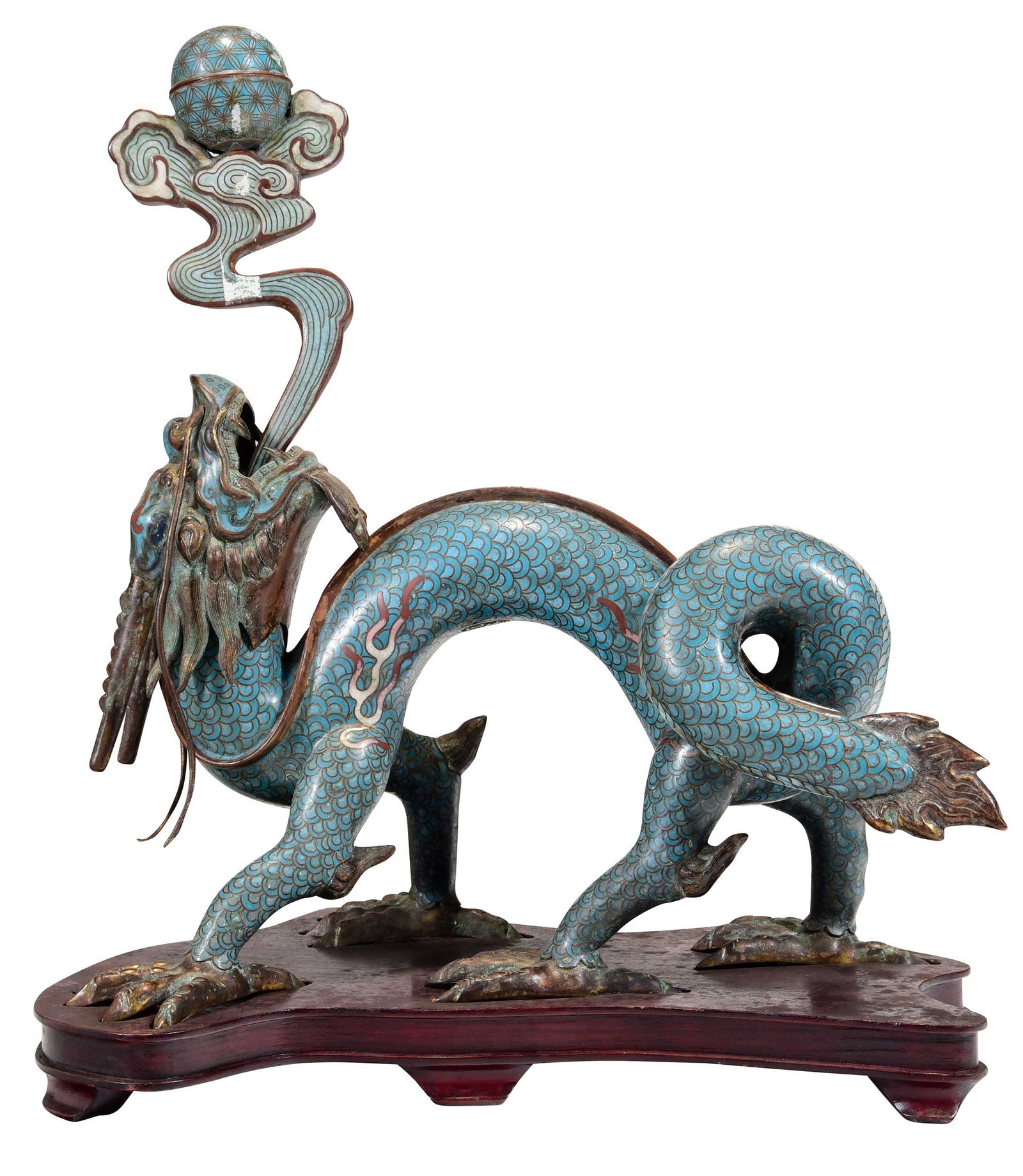 Chinese Cloisonne Dragon with Pearl Form Incense Burner (1 of 8)