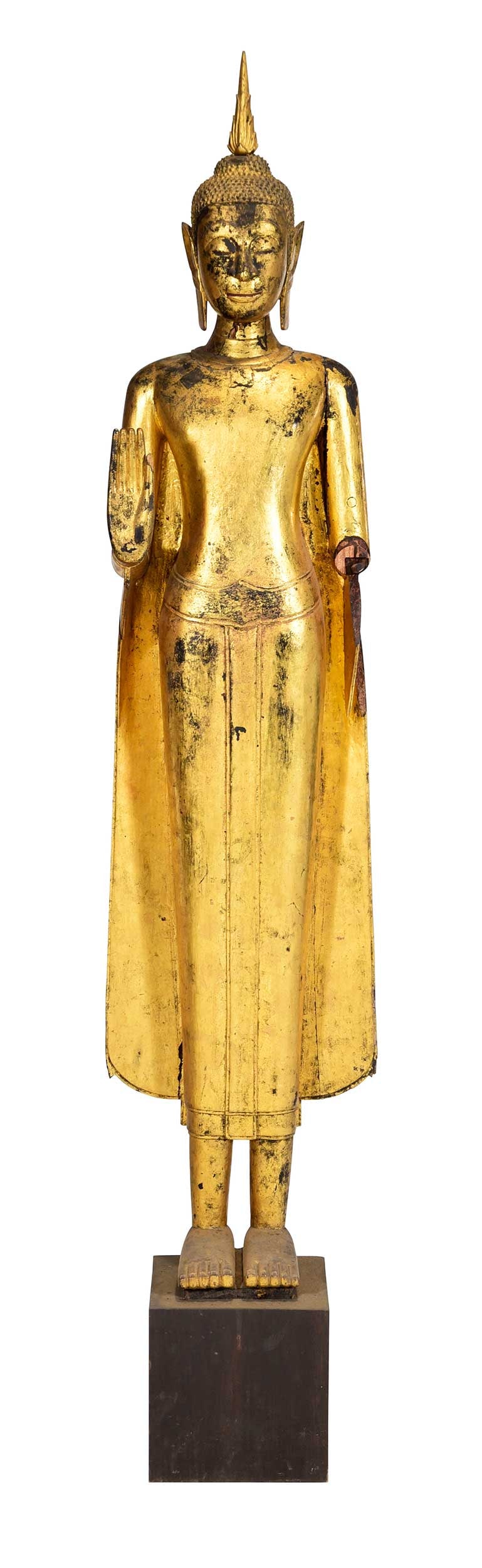 Large Thai Giltwood Standing Buddha Figure (1 of 13)