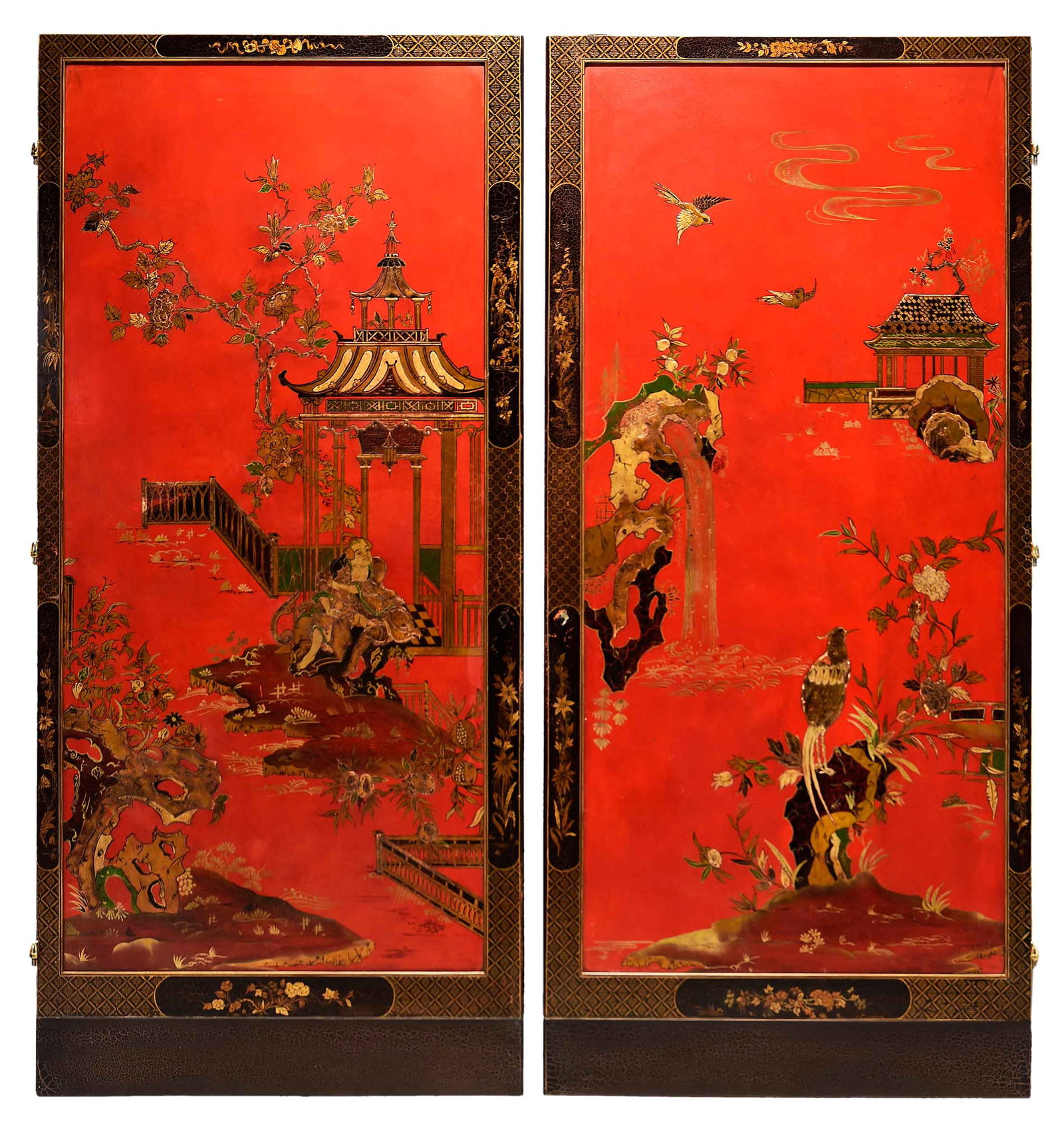 Pair of Chinese Red and Black Lacquered Doors (1 of 12)