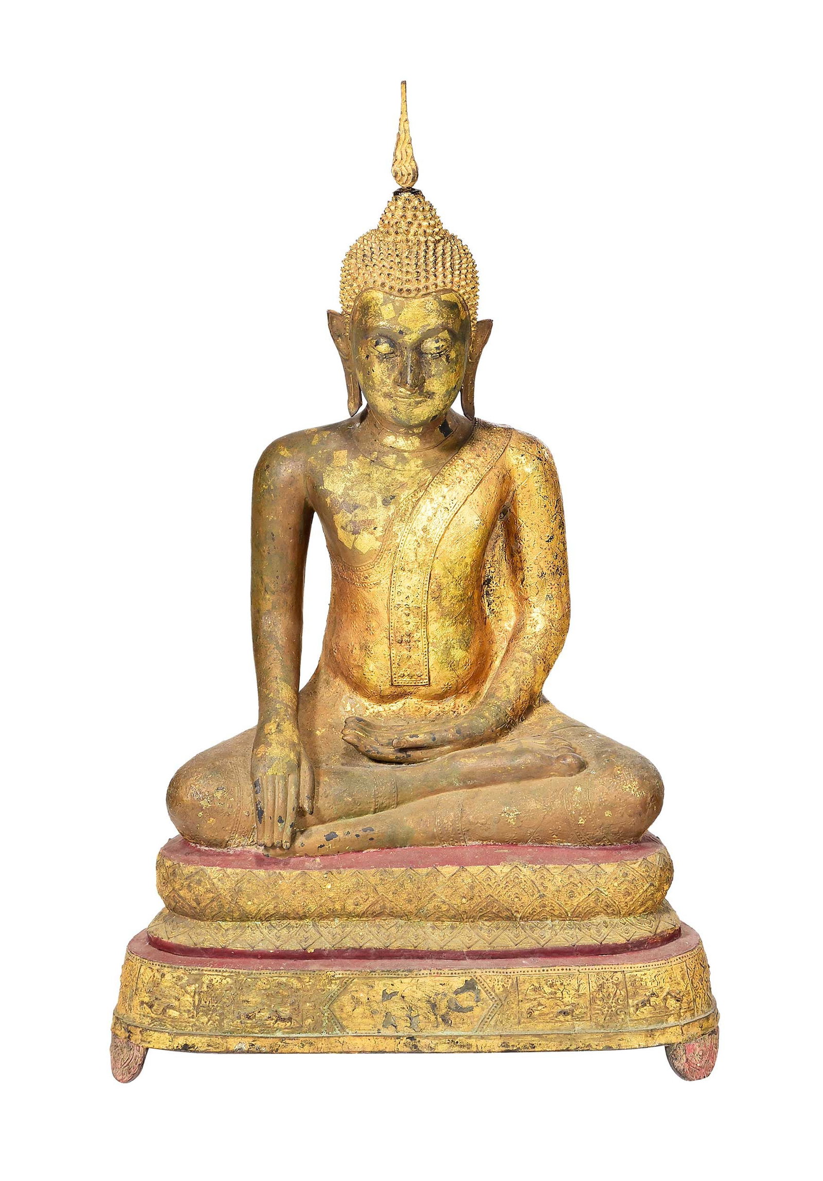 Large Thai Gilt Bronze Seated Buddha Figure (1 of 5)