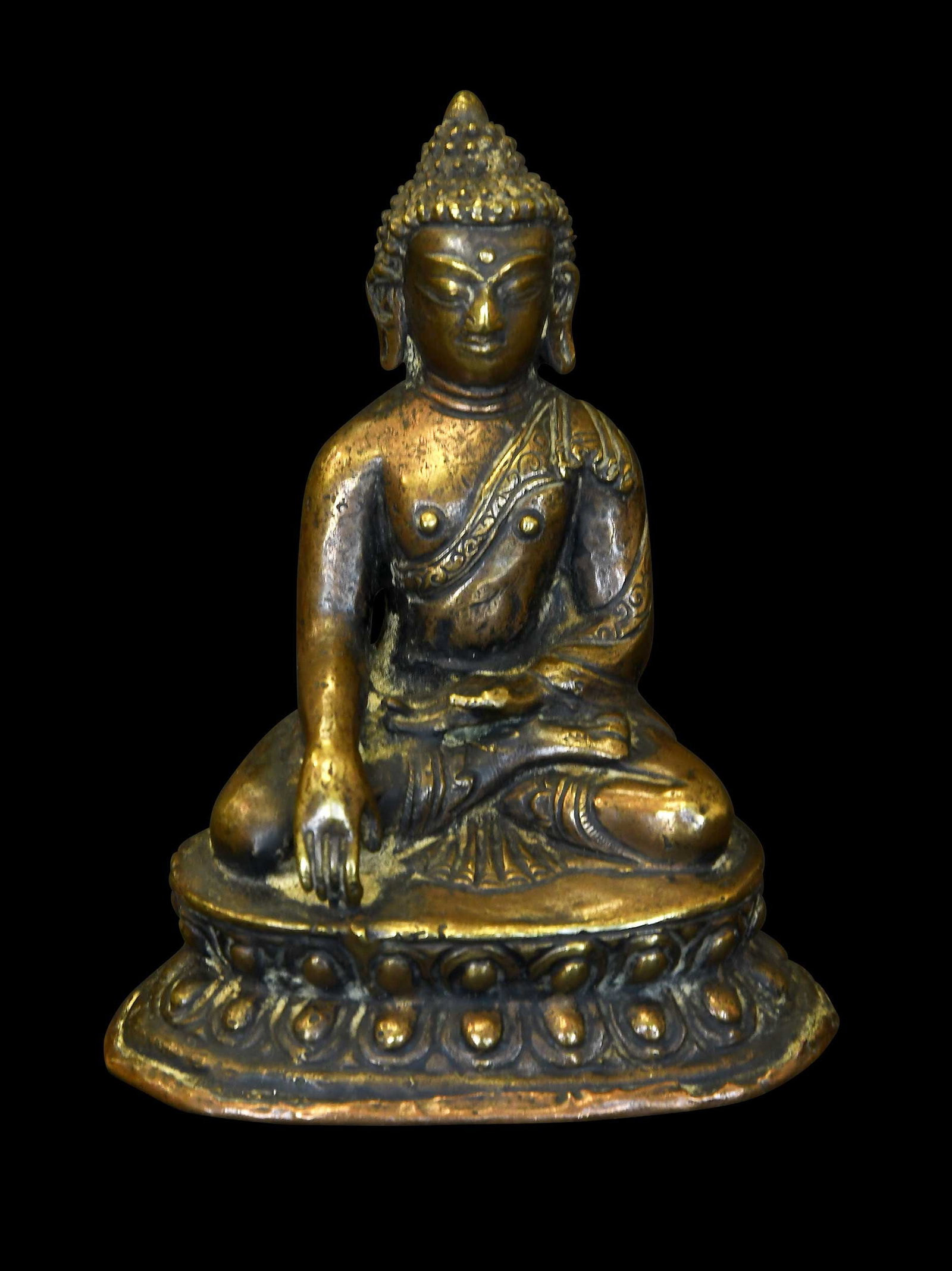 Small Tibetan Copper Alloy Seated Shakyamuni Buddha Figure (1 of 5)