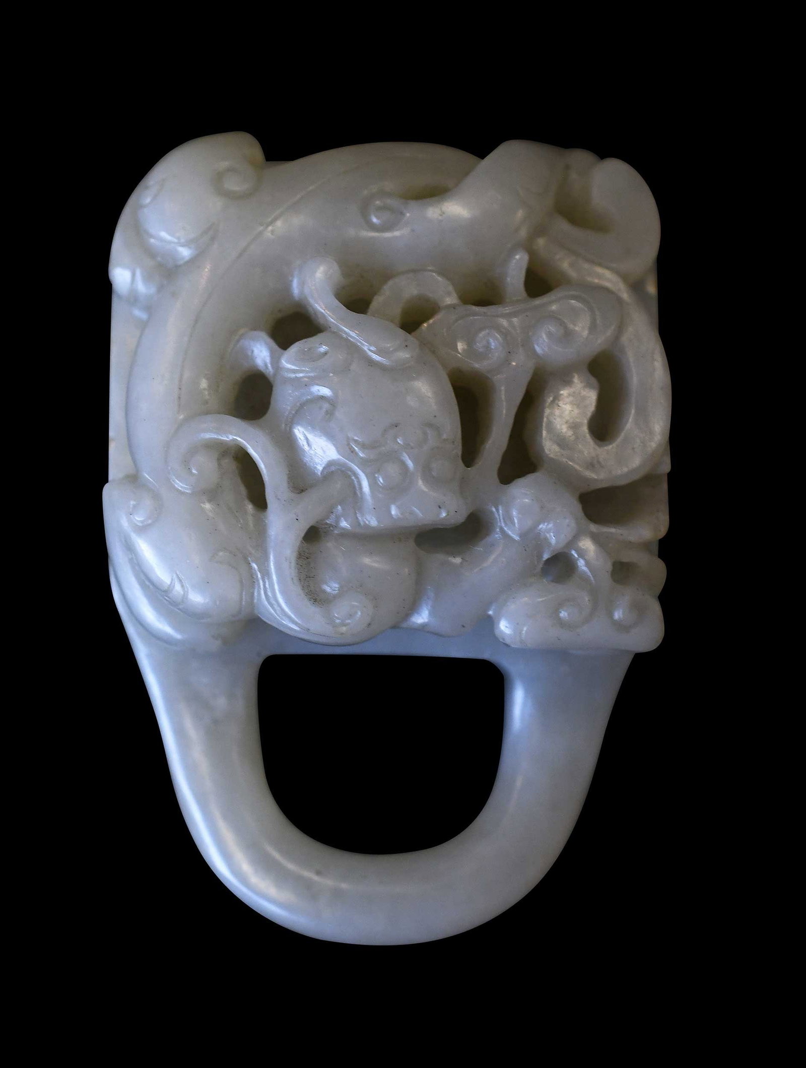 Chinese Carved Jade Mythical Beast Belt Buckle (1 of 2)