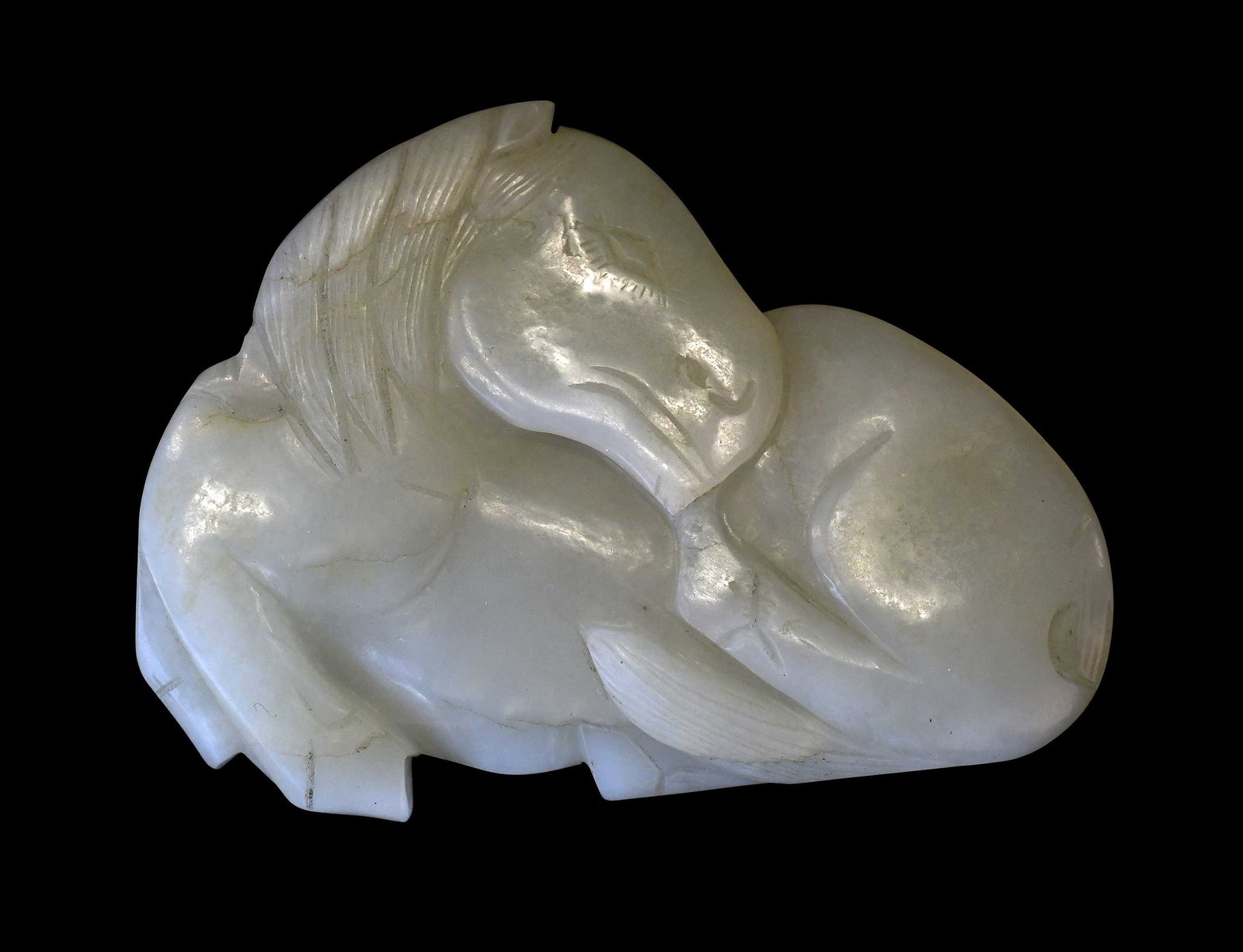 Chinese Carved Jade Horse Form Belt Buckle (1 of 3)