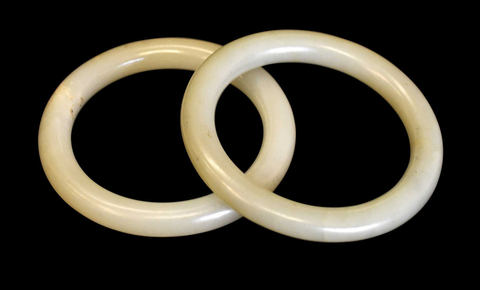 Two Chinese Carved Jade Bangle Bracelets (1 of 3)