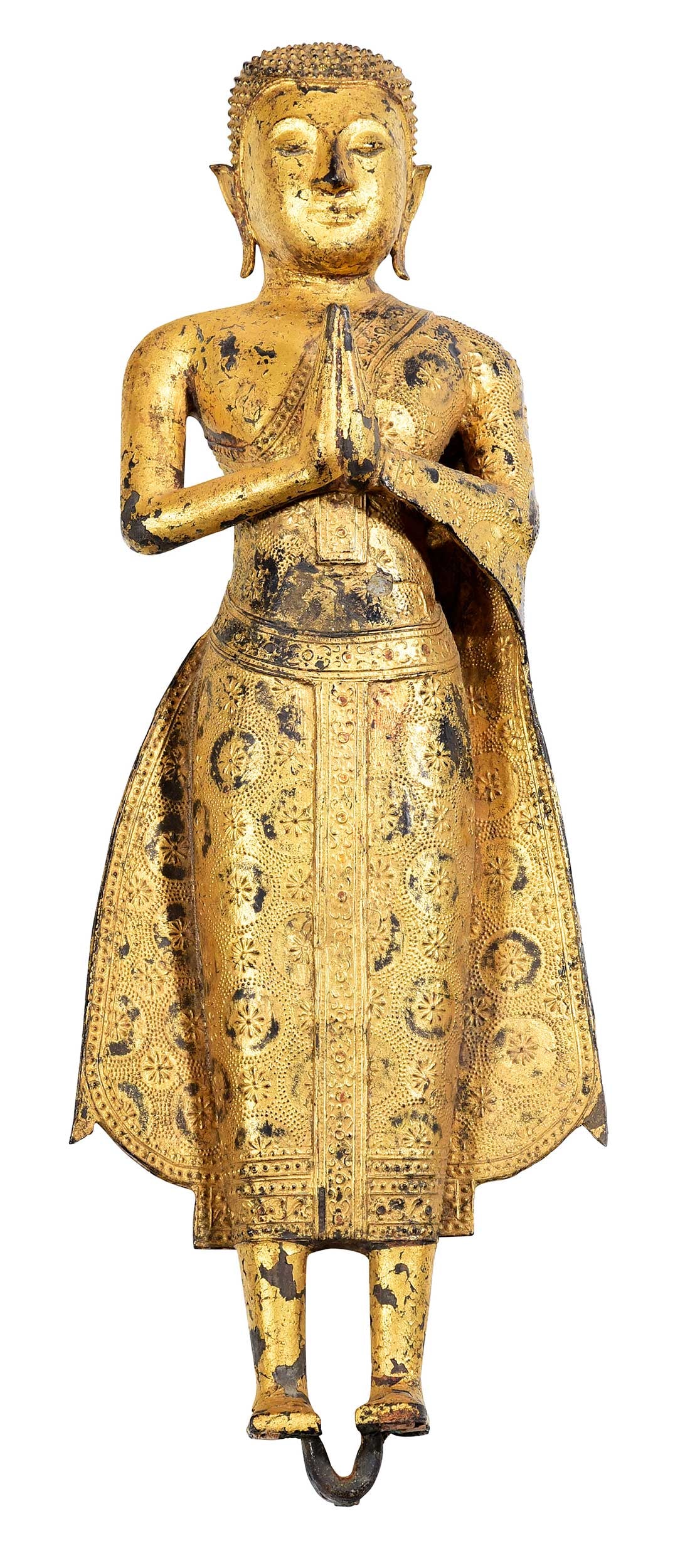 Thai Gilt Bronze Standing Buddhist Monk Figure (1 of 6)