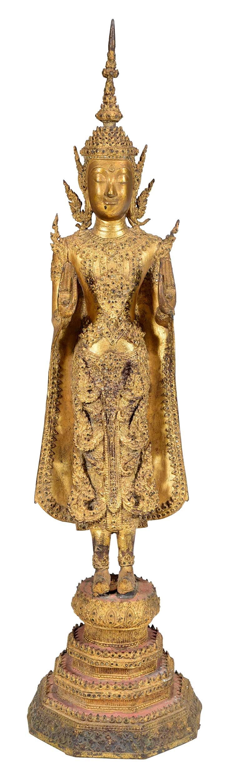 Thai Gilt Bronze Standing Buddha Figure (1 of 6)