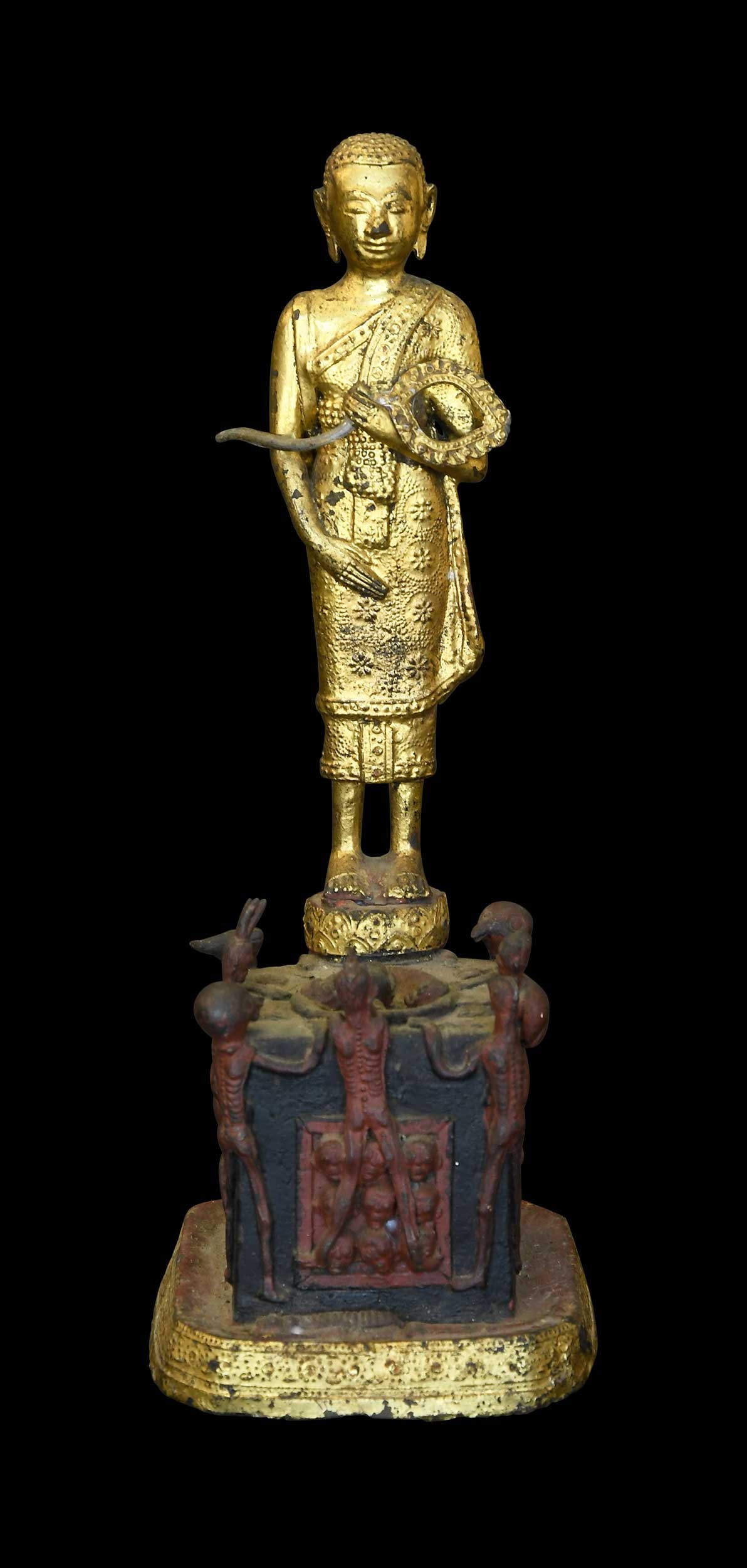 Thai Gilt Bronze Buddhist Figural Group, Phra Malai Visiting Hell (1 of 8)