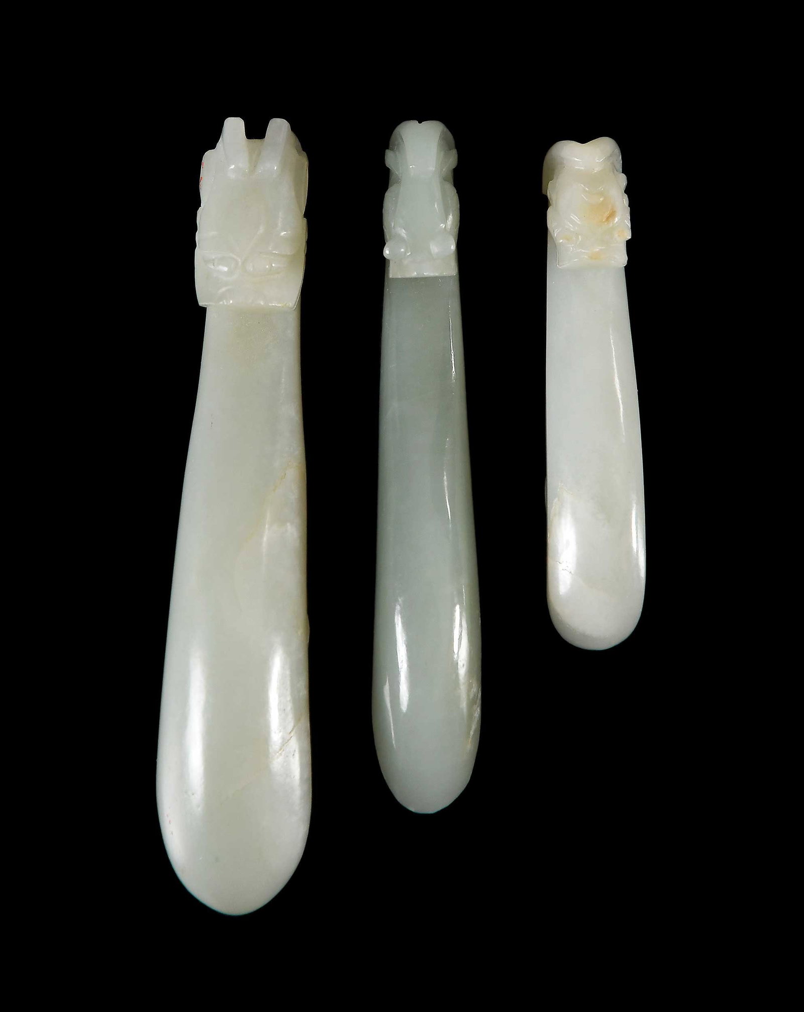 Three Chinese Carved Jade Belt Hooks (1 of 11)
