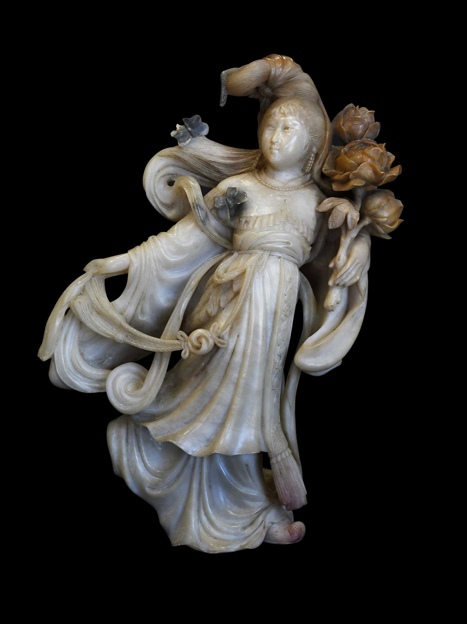 Finely Detailed Chinese Carved Hardstone Guanyin Sculpture (1 of 6)
