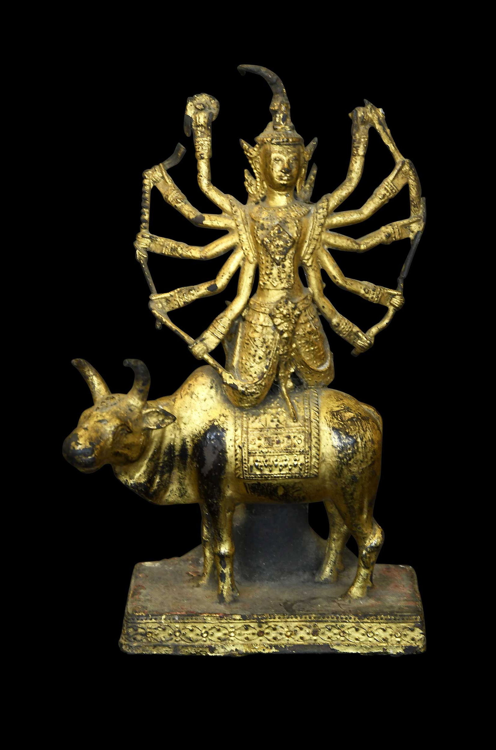 Thai Gilt Bronze Five Armed Shiva and Nandi Figural Group (1 of 6)