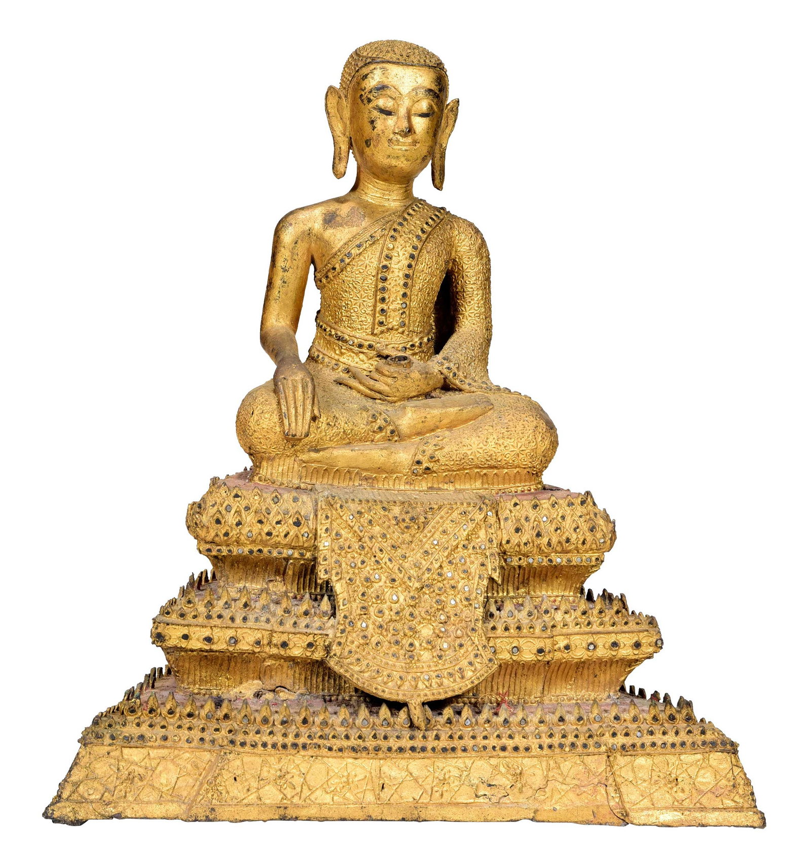 Thai Gilt Bronze Seated Phra Malai Figure (1 of 5)
