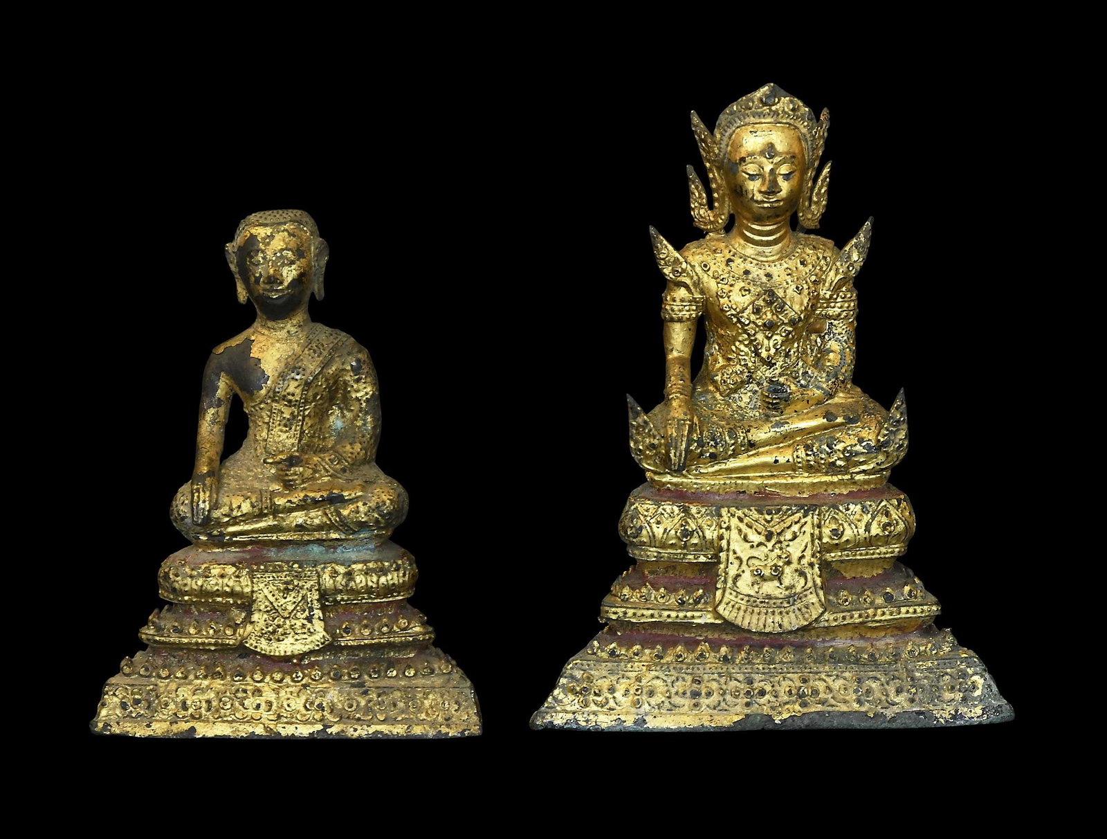Two Thai Gilt Bronze Seated Buddhist Figures (1 of 5)