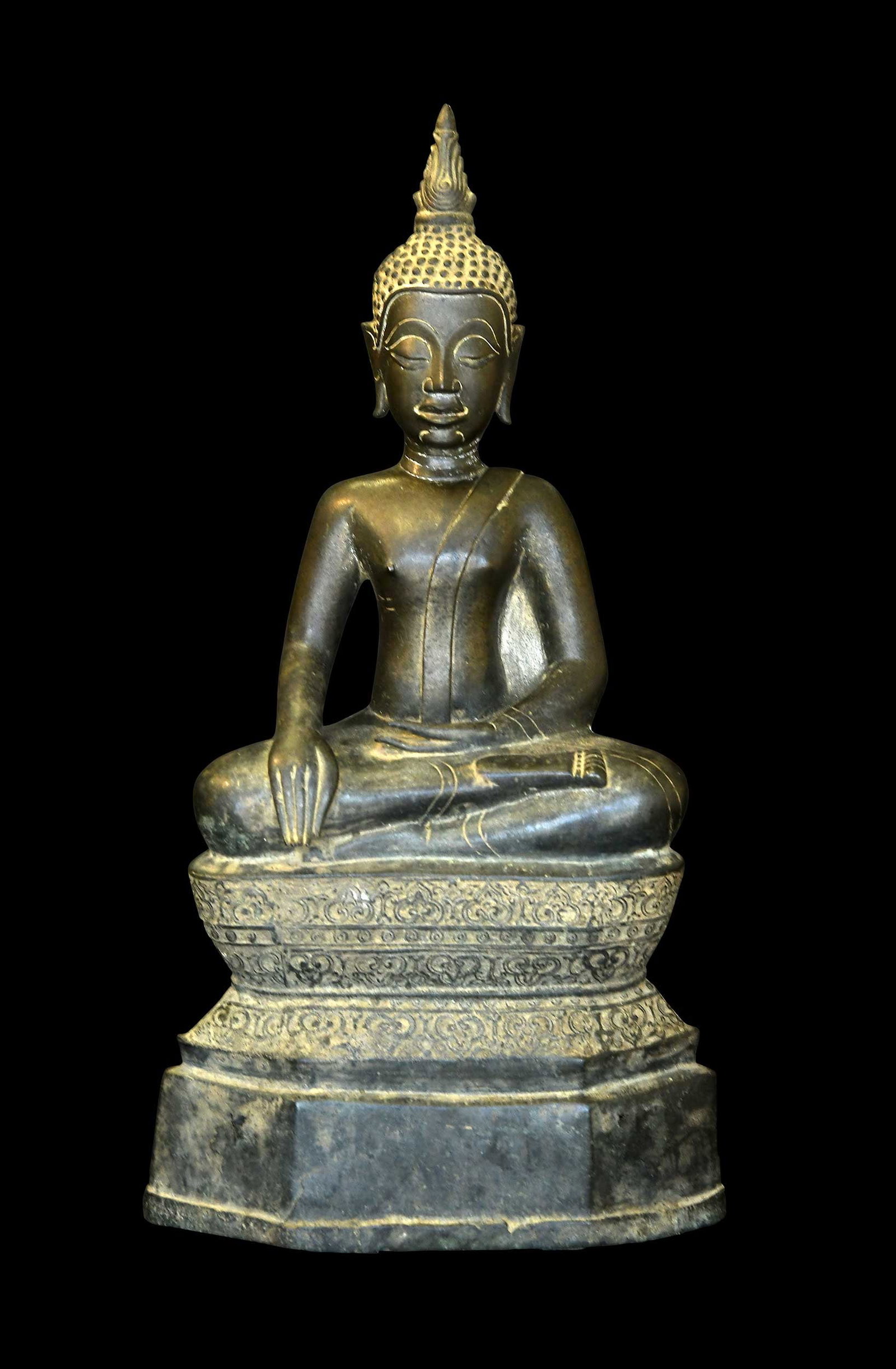 Thai Patinated Bronze Seated Buddha Figure (1 of 7)