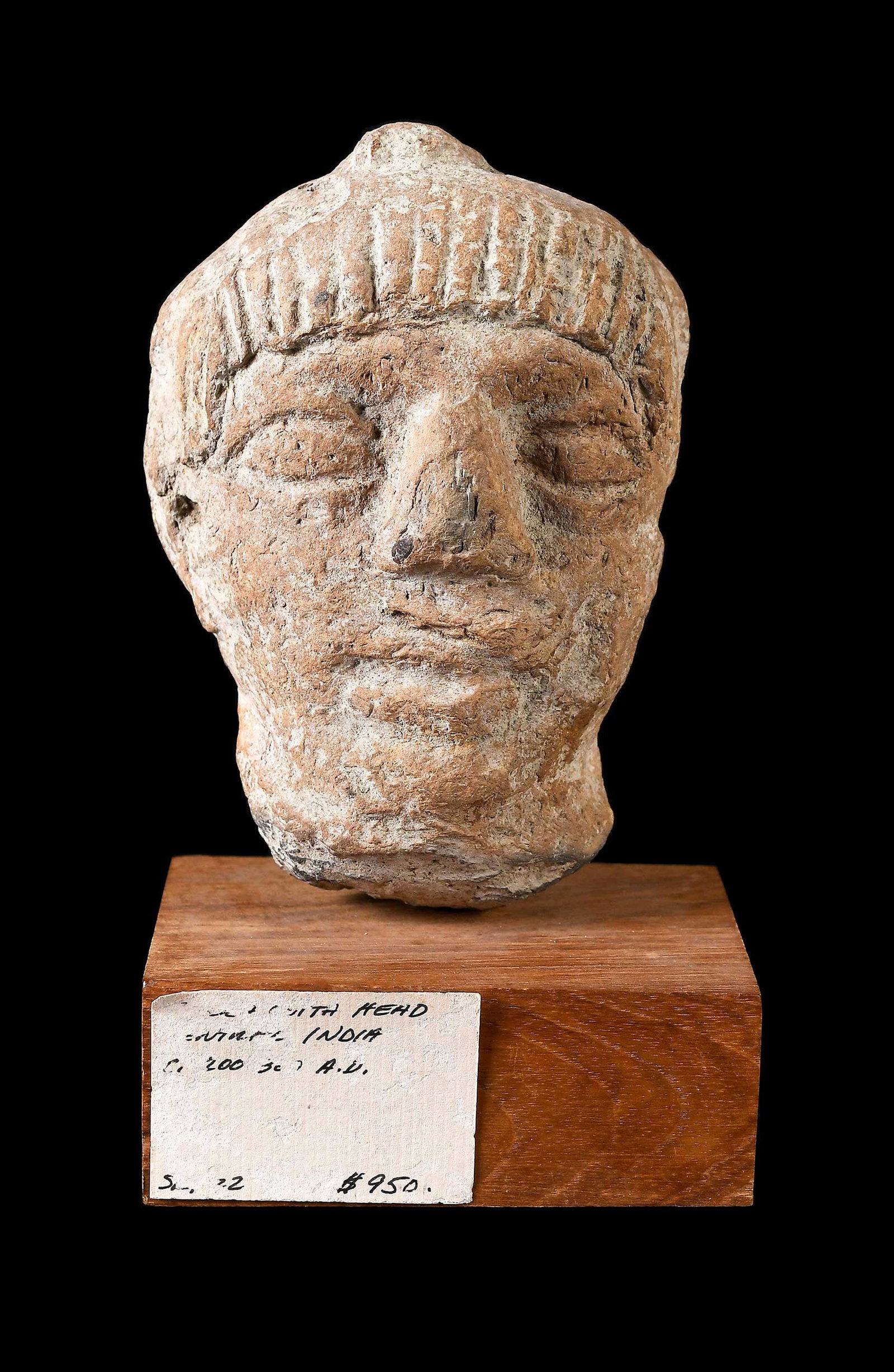 Indian Terracotta Head on Stand (1 of 4)