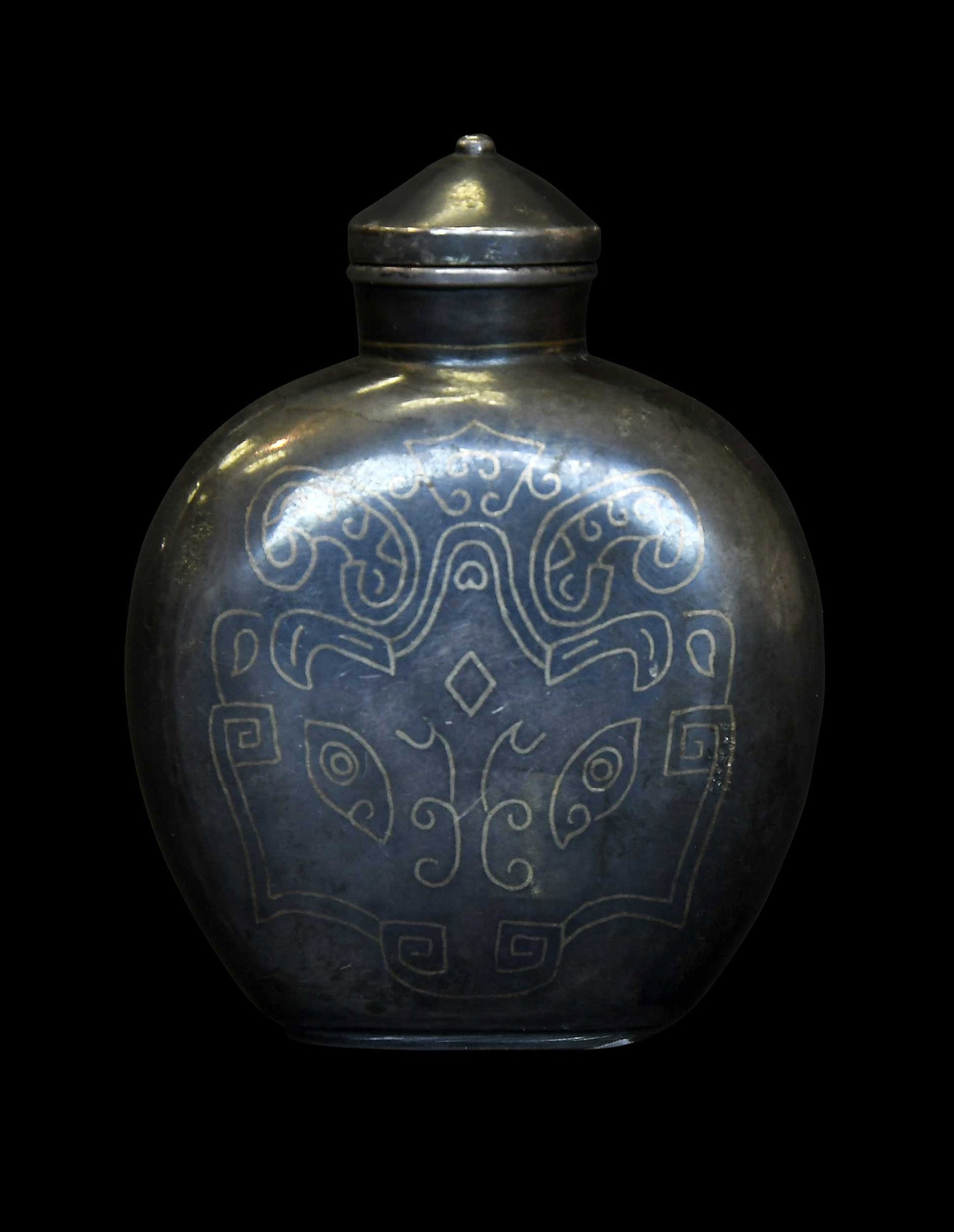 Chinese Inlaid Silver Snuff Bottle (1 of 5)