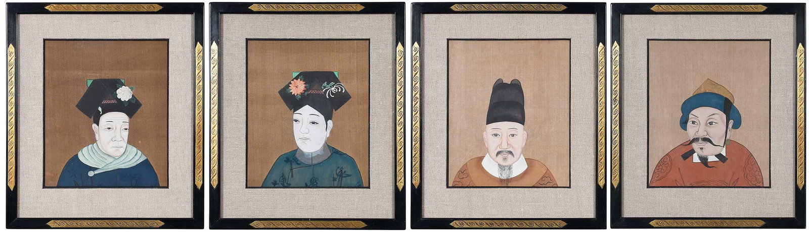 Four Framed Chinese Portrait Paintings on Silk (1 of 9)