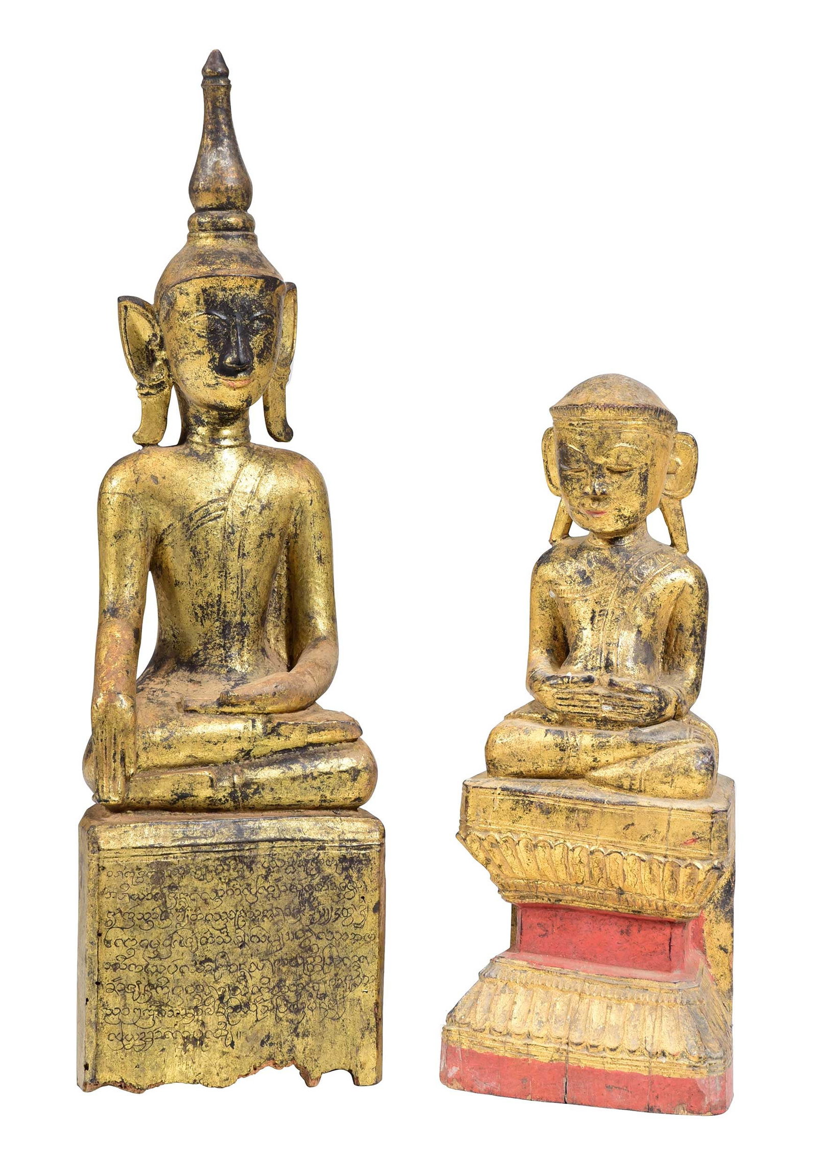 Two Southeast Asian Tai Lue Style Carved Giltwood Figures (1 of 6)