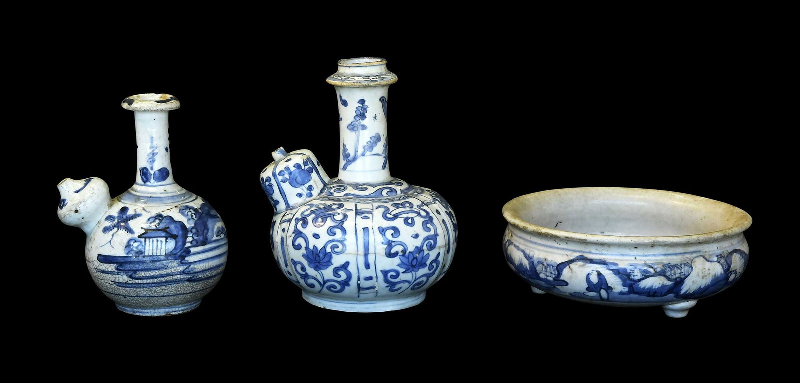 Three Chinese Underglaze Blue Porcelain Table Objects (1 of 7)