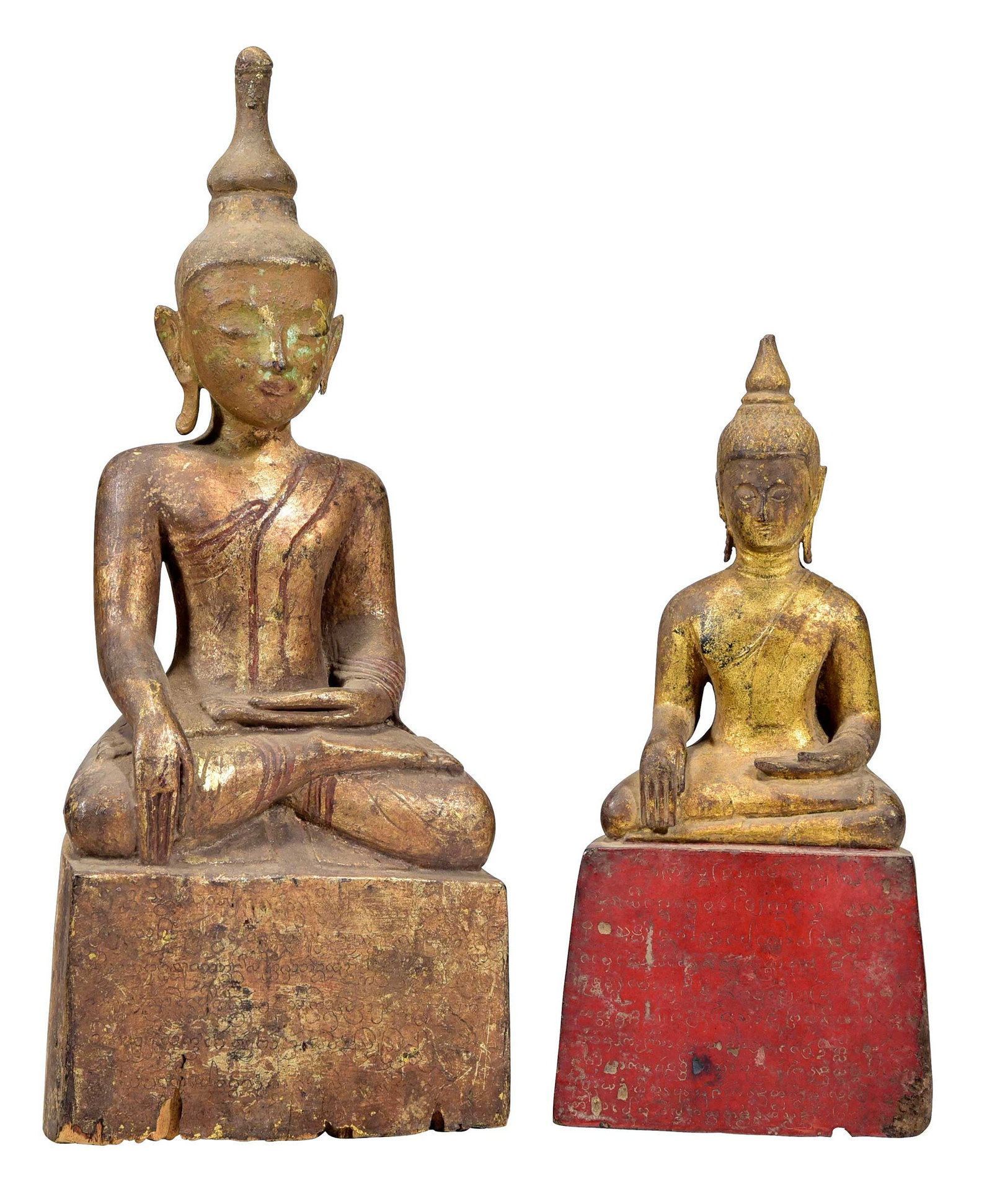 Two Thai Lanna Style Carved and Giltwood Seated Buddhas (1 of 4)