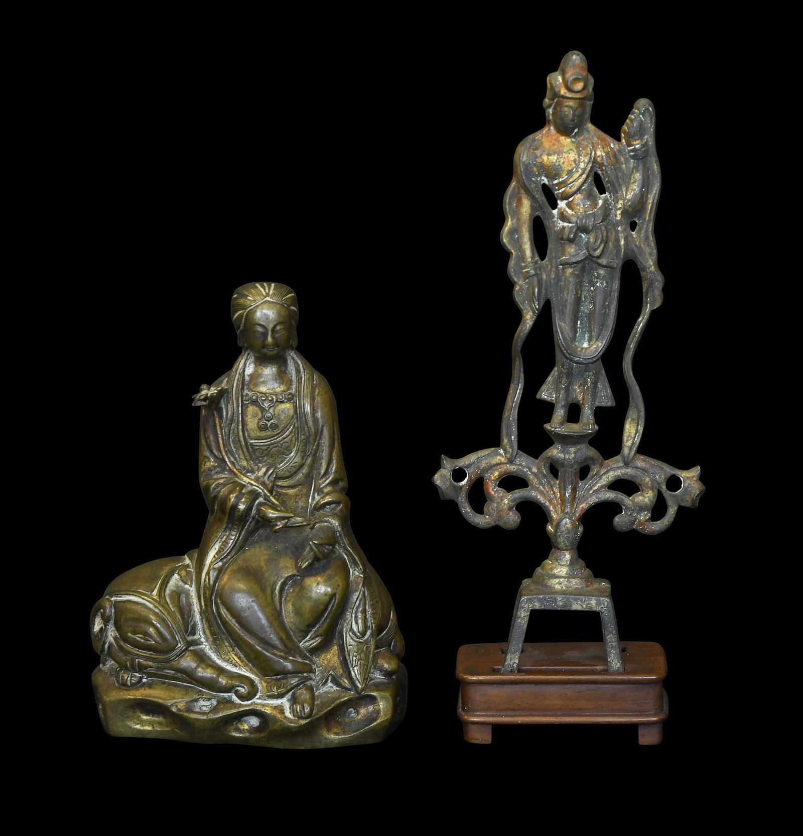 Two Miniature Bronze Guanyin Figures (1 of 4)