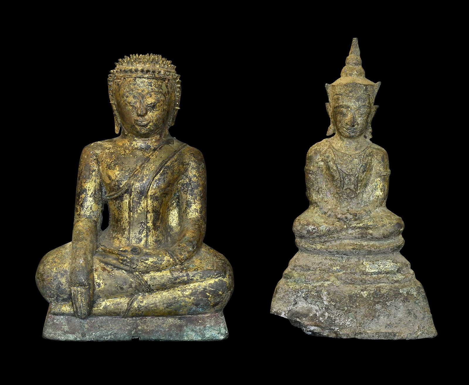 Two Thai Bronze Seated Buddhist Figures (1 of 6)