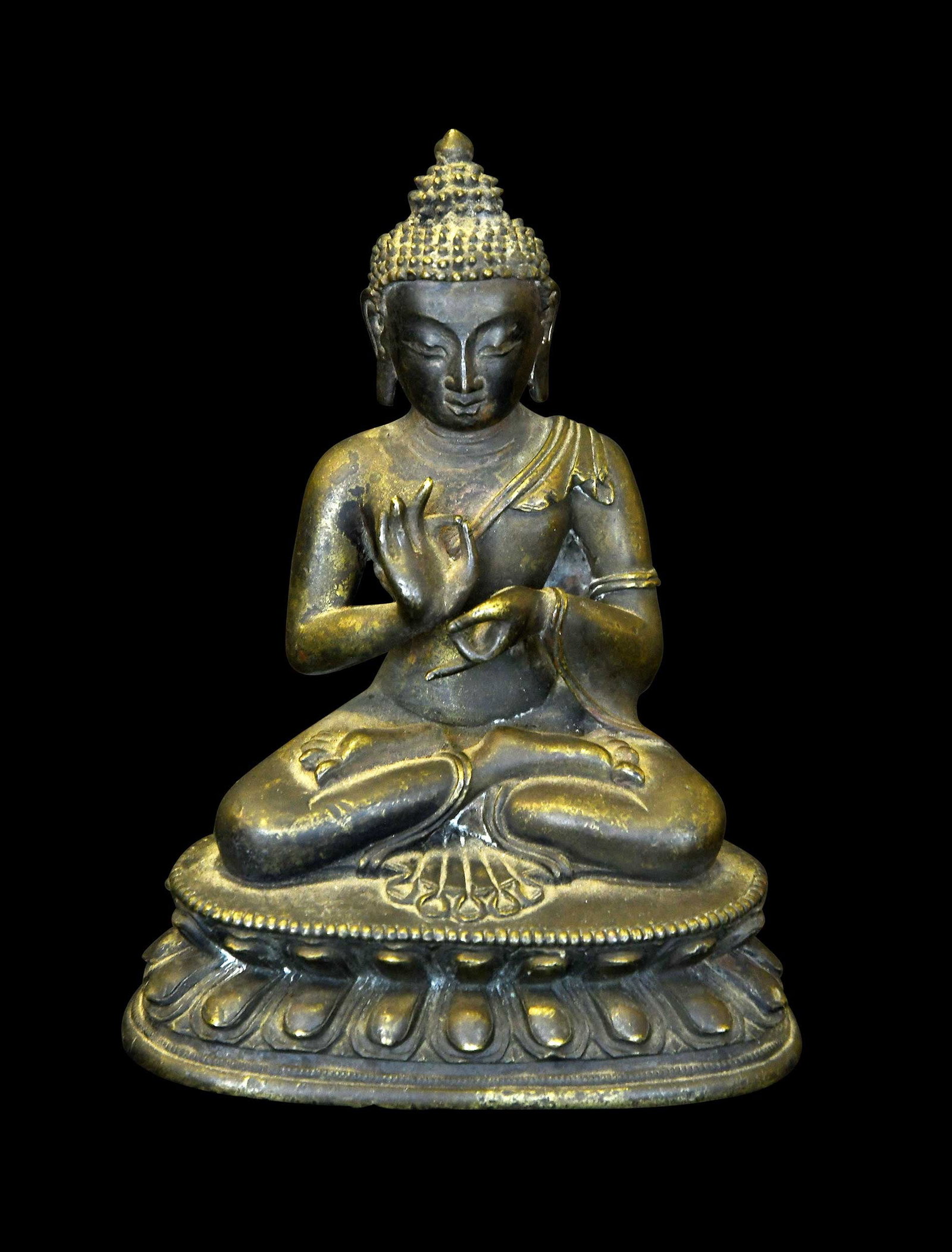 Small Sino-Tibetan Bronze Seated Shakyamuni Buddha Figure (1 of 4)