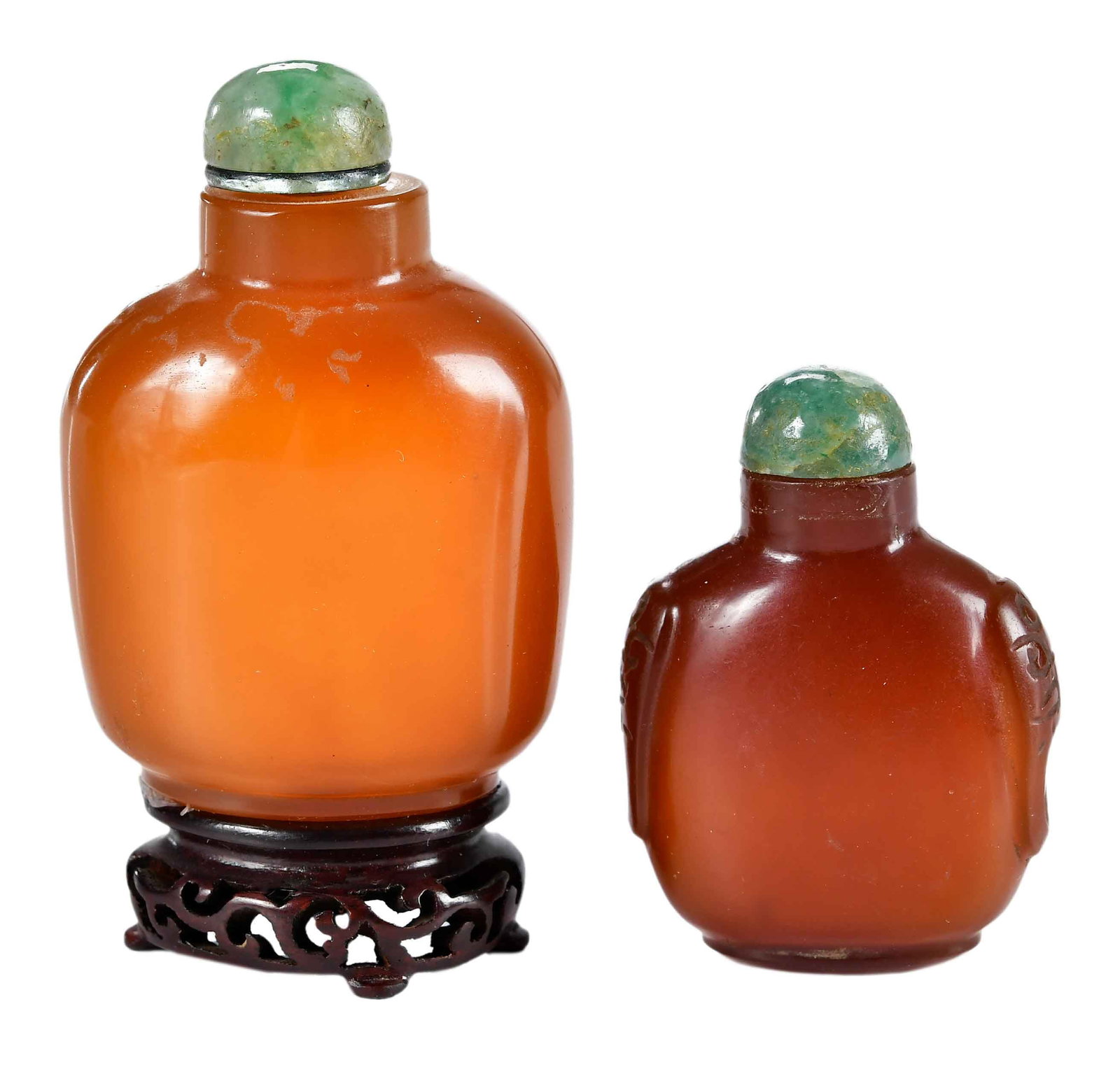 Two Chinese Carved Amber Snuff Bottles (1 of 6)