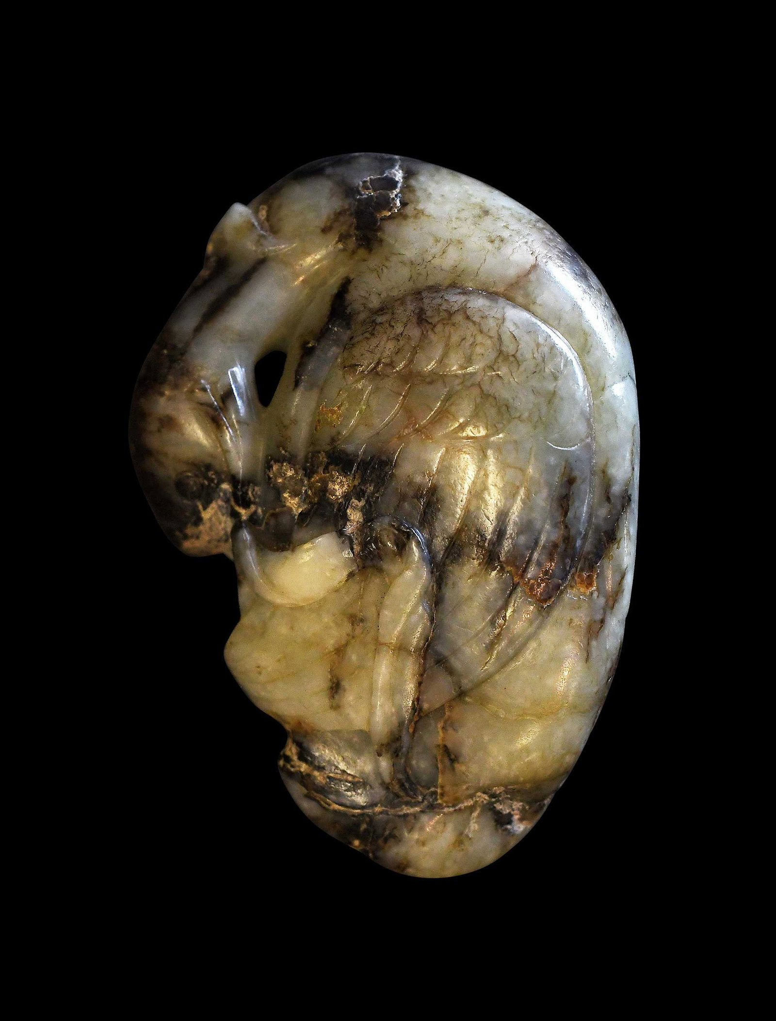 Chinese Carved Jade Swan Pendant (1 of 4)