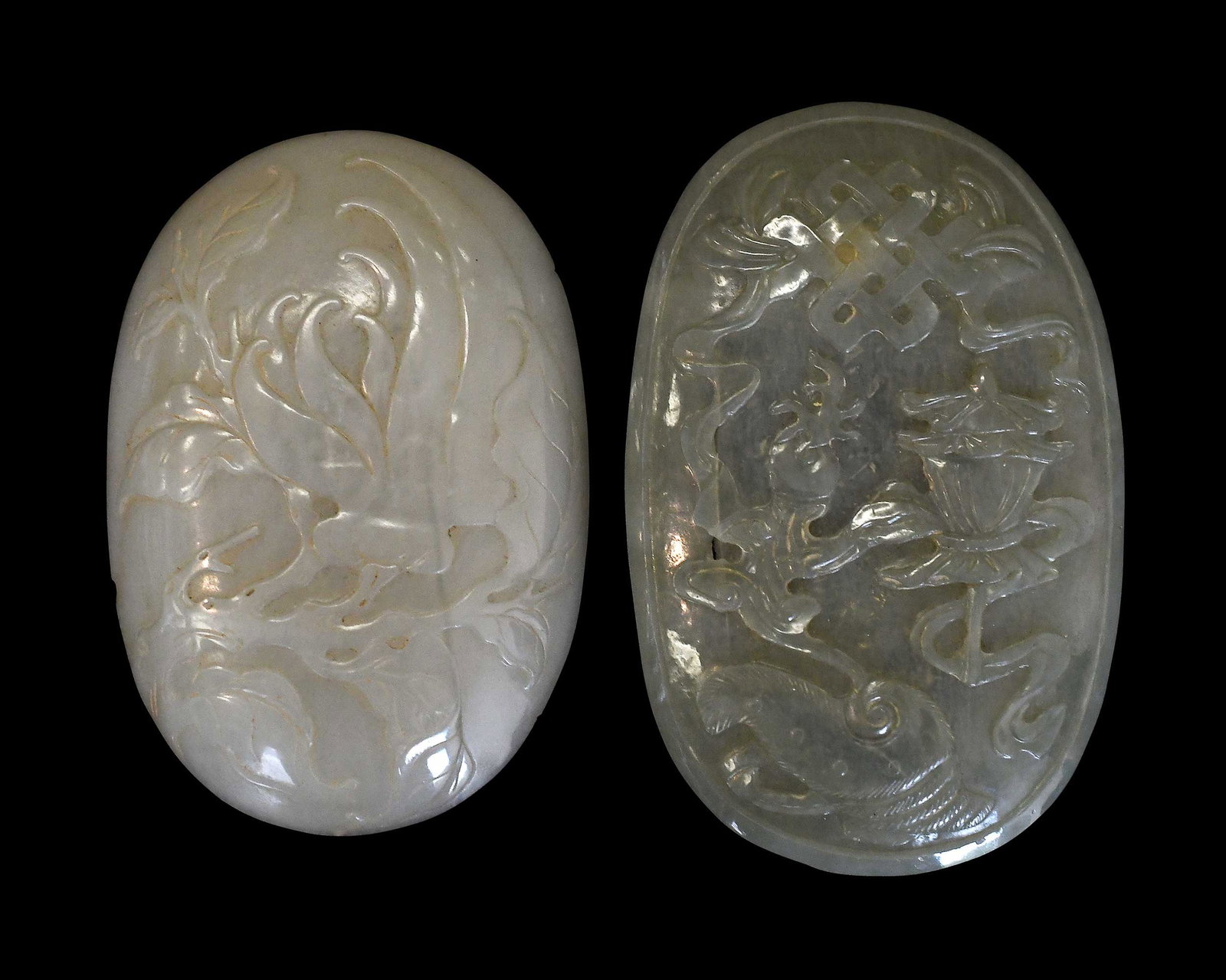 Two Chinese Carved Jade Concave Plaques (1 of 4)
