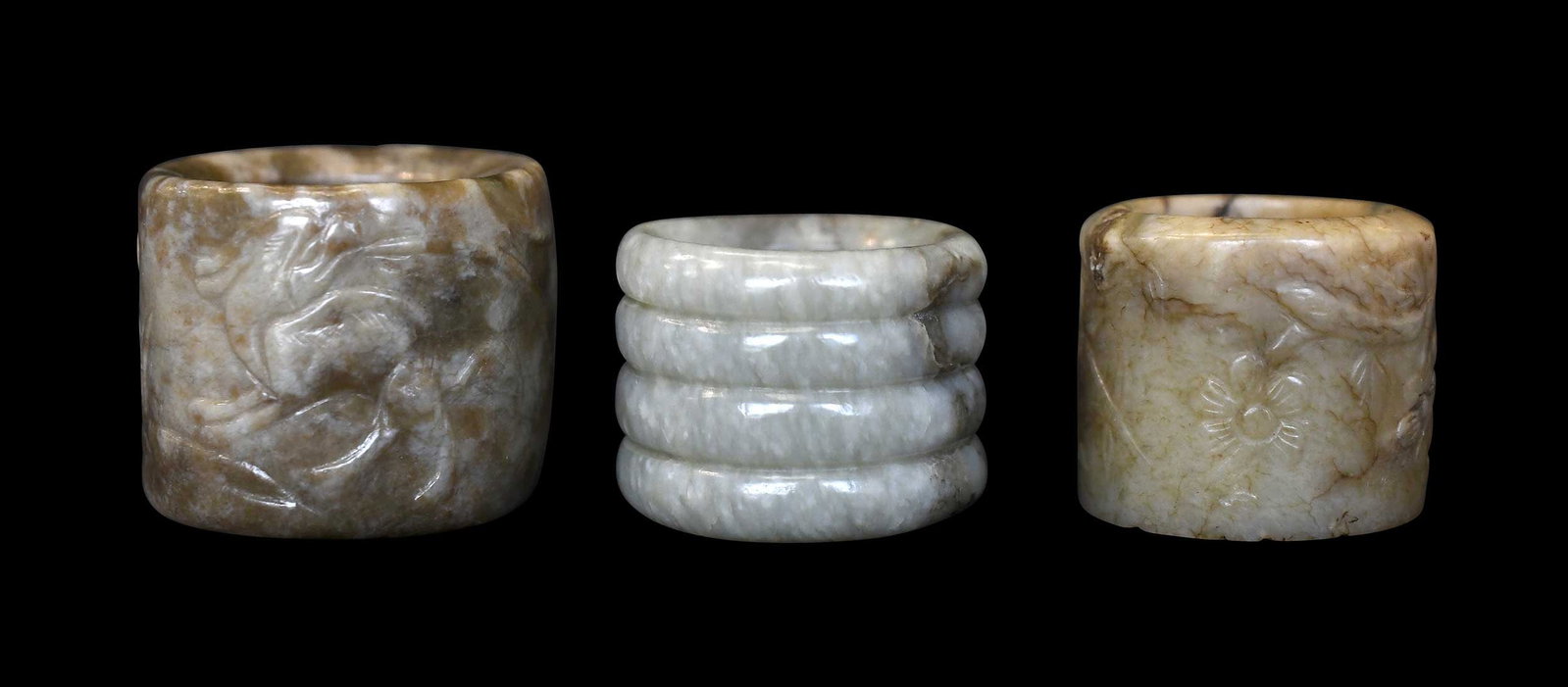 Three Chinese Carved Jade Archer's Rings (1 of 6)
