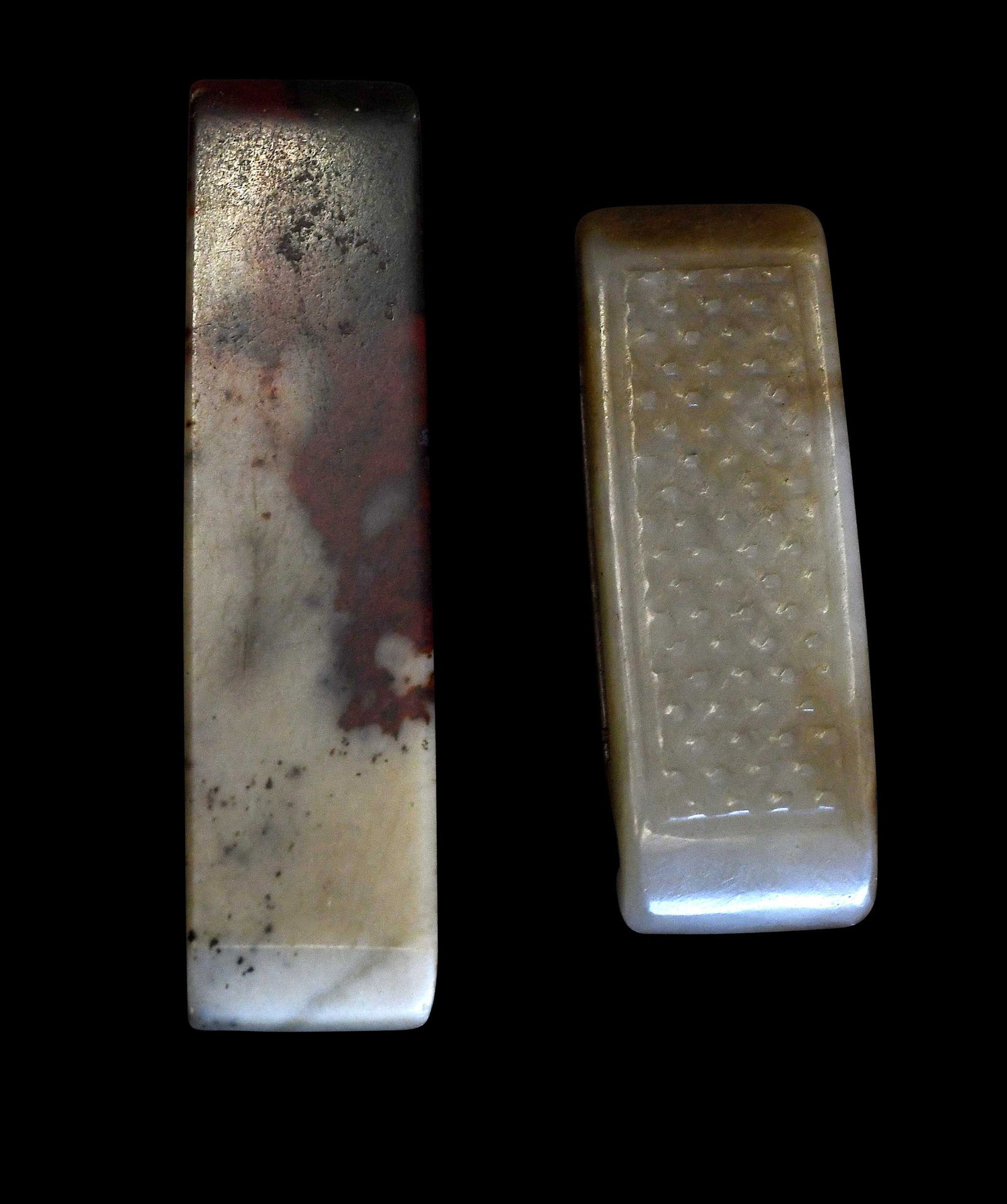 Two Chinese Carved Stone Sword Fittings, One Jade (1 of 4)