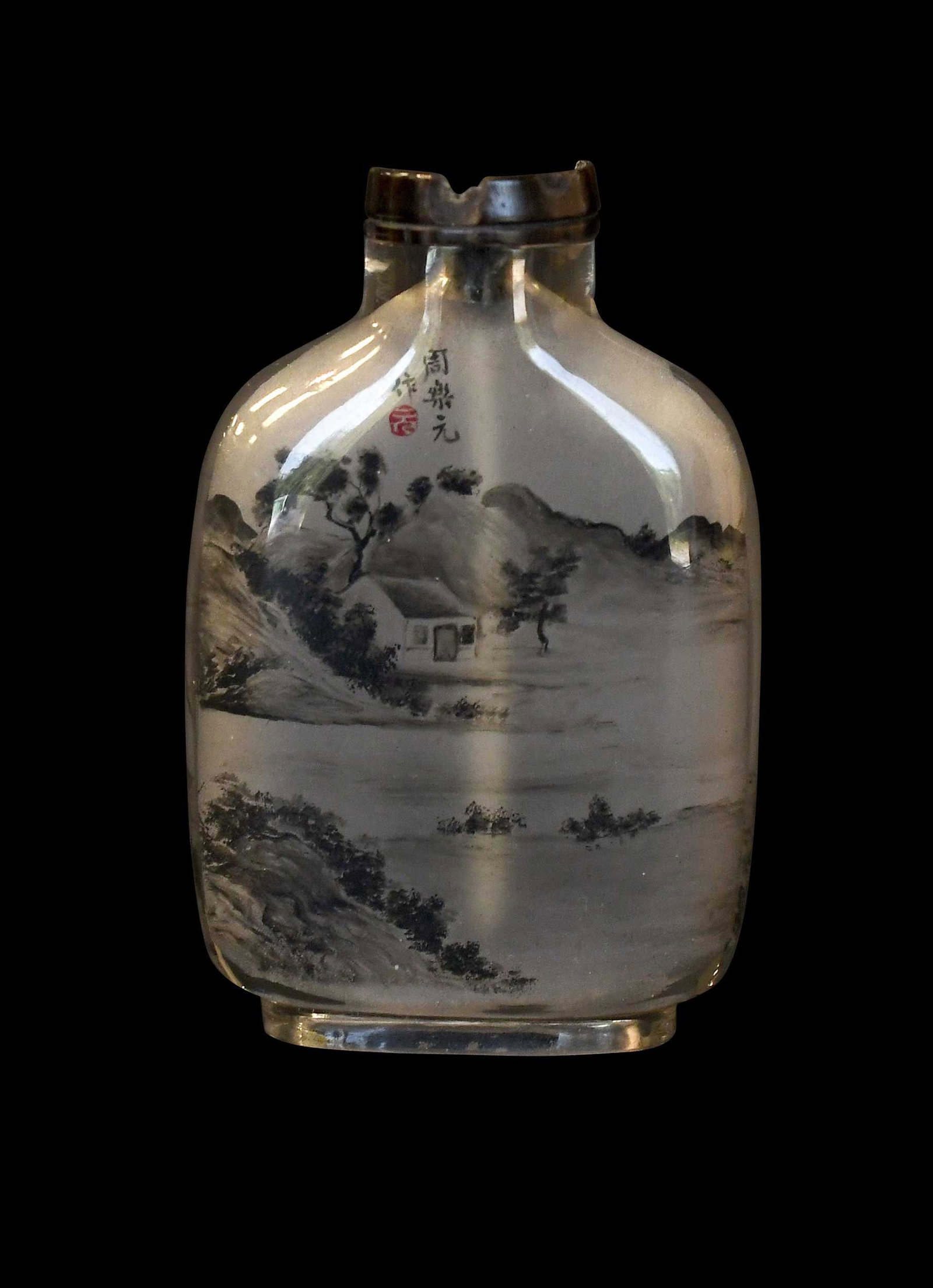Chinese Reverse Painted Glass Snuff Bottle, Signed (1 of 6)