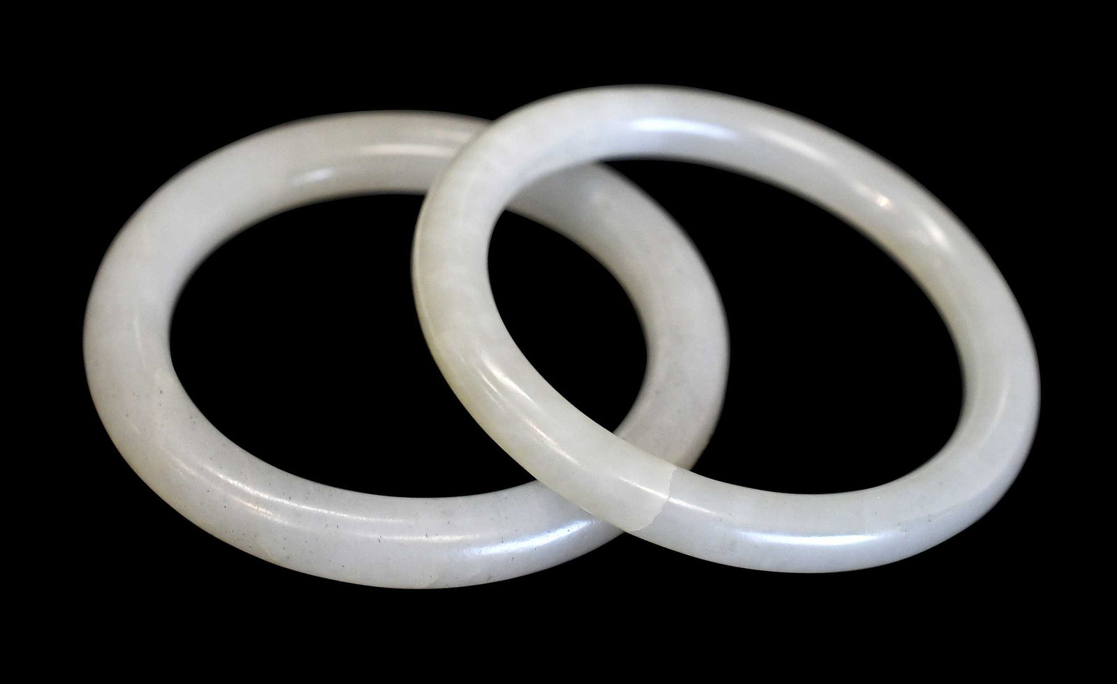 Two Chinese Carved Jade Bangle Bracelets (1 of 3)