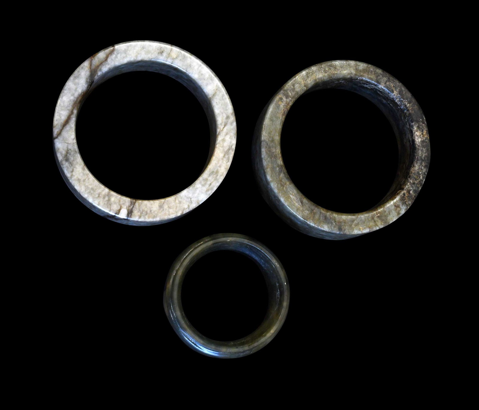Two Chinese Carved Jade Bangle Bracelets (1 of 4)