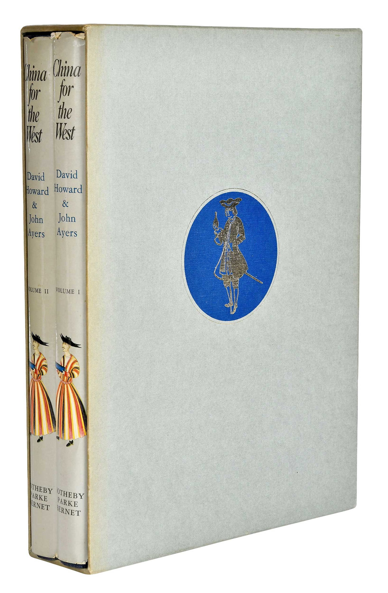 Two Signed David Howard Titles on Chinese Export Porcelain: China for the West by David Howard and John Ayers, London/New York: Sotheby Parke Bernet, 1978, signed and inscribed by authors, two volumes (complete), with dust jackets, in blue and gray cloth
