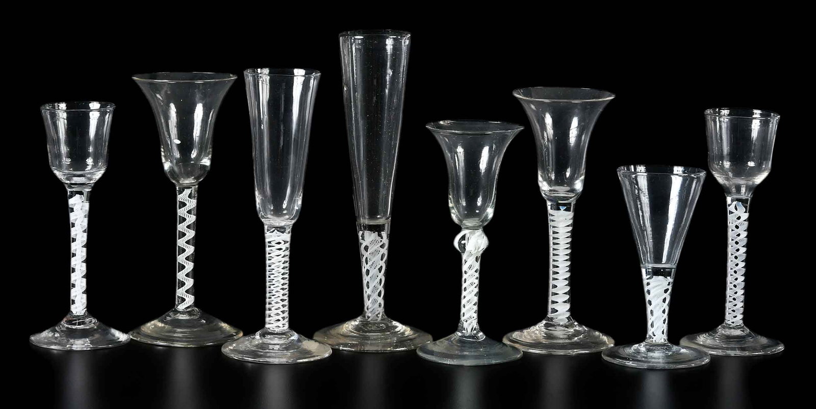 Eight Georgian Opaque Twist Glass Stems (1 of 5)
