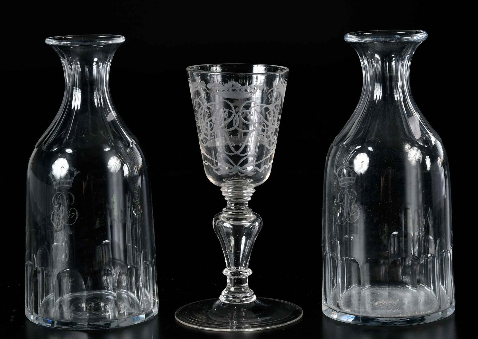 Three Georgian Monogrammed Glass Objects - 2