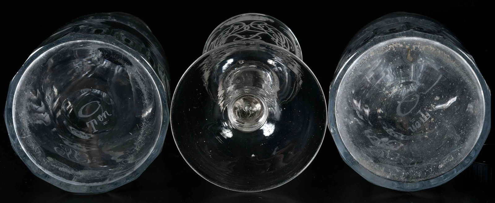 Three Georgian Monogrammed Glass Objects - 3